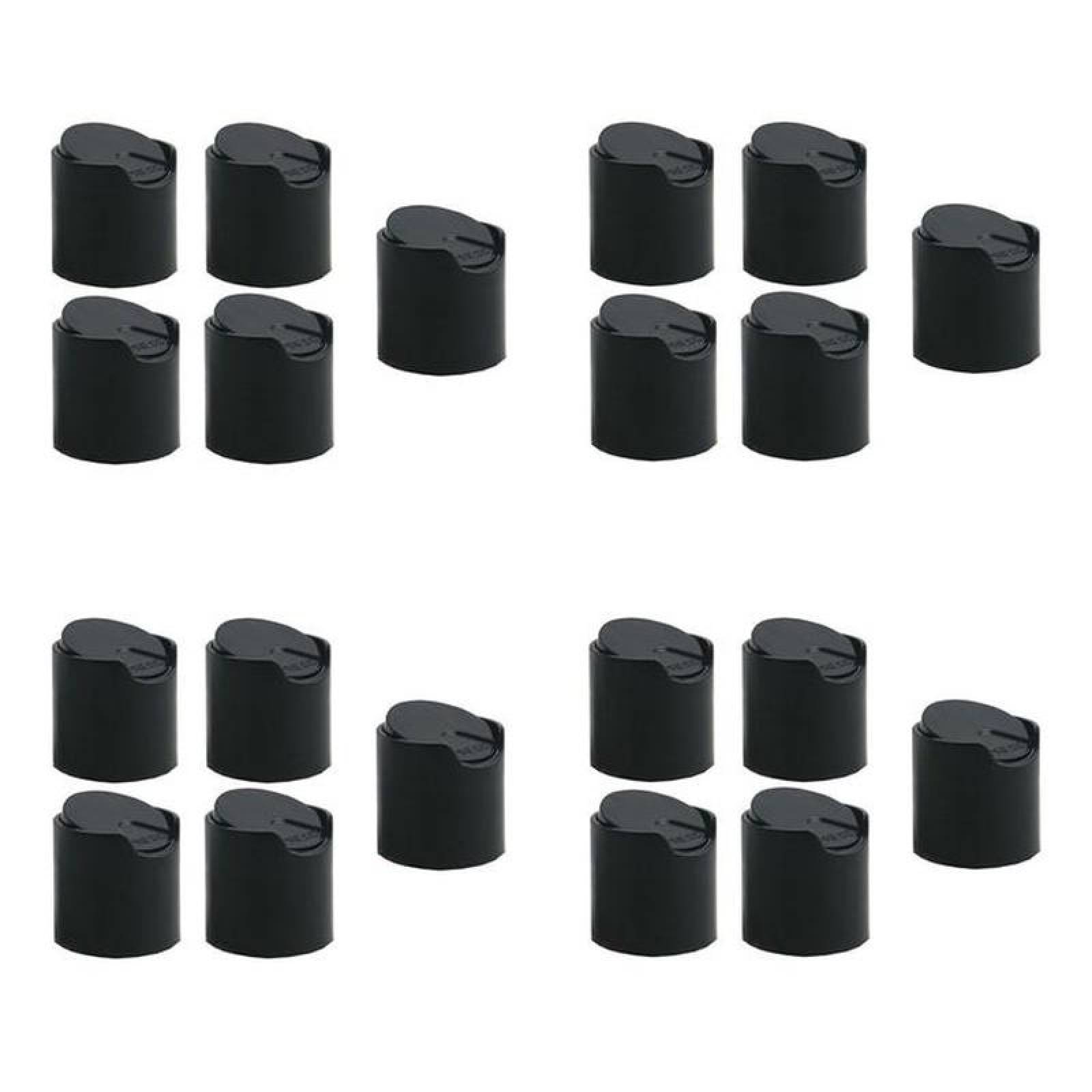 Tapas para Envases de Plástico, MXLDM-008, 20 pzas, Rosca 20/410, Disc Top, Negro, Plástico, DiscBlack-20-410