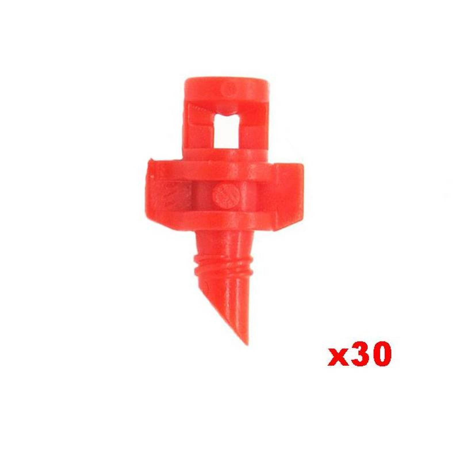 Boquilla Mini Flugo Constante MXLSS-004-3 30 Pzs 360grado Orificio 4mm Flujo 40-60lh 1-2m Rojo, SprayRed