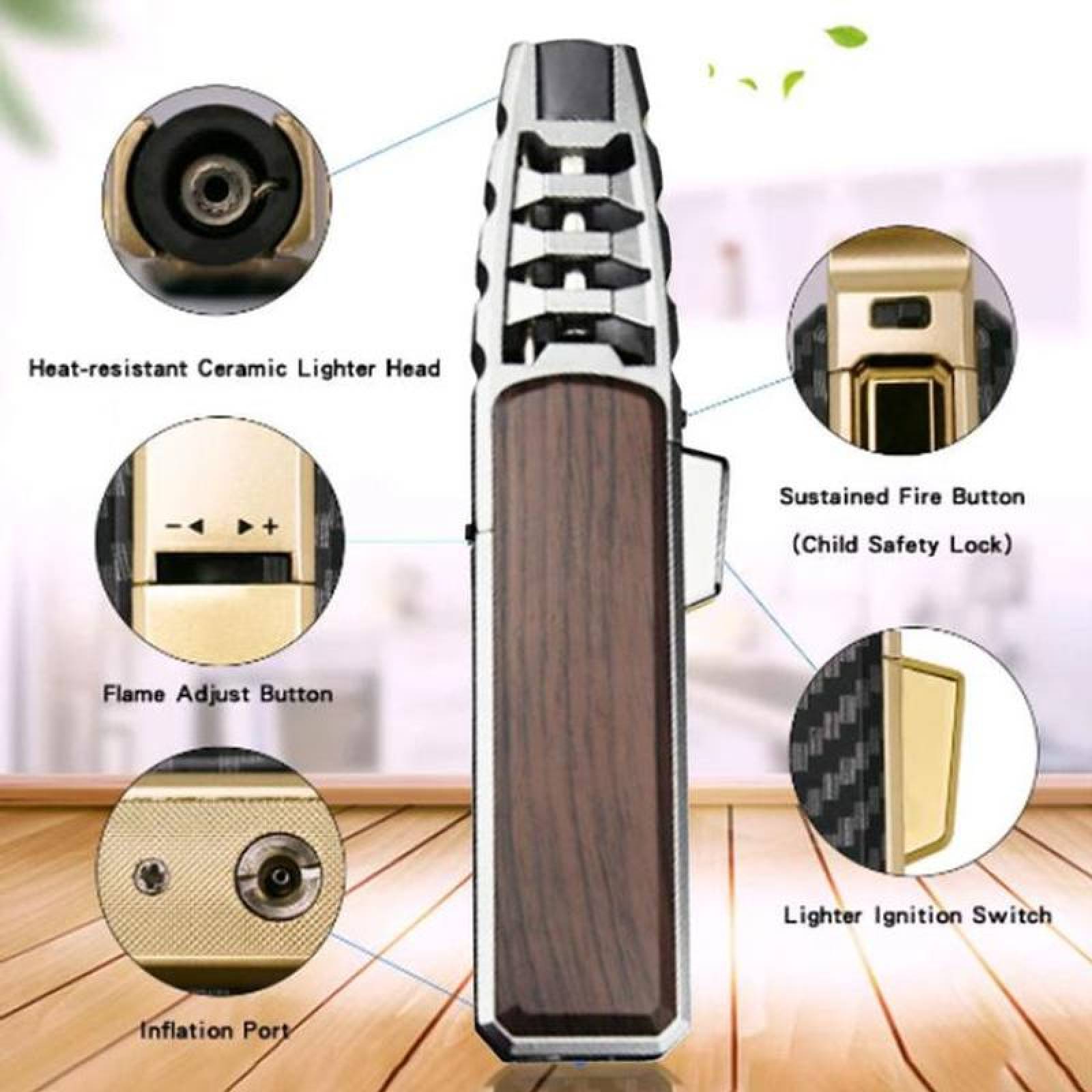 Encendedor Compacto Resistente MXLHR-003-1 3 Pzas MarrónNegro Recargable Metal Gas Butano, LighterPro