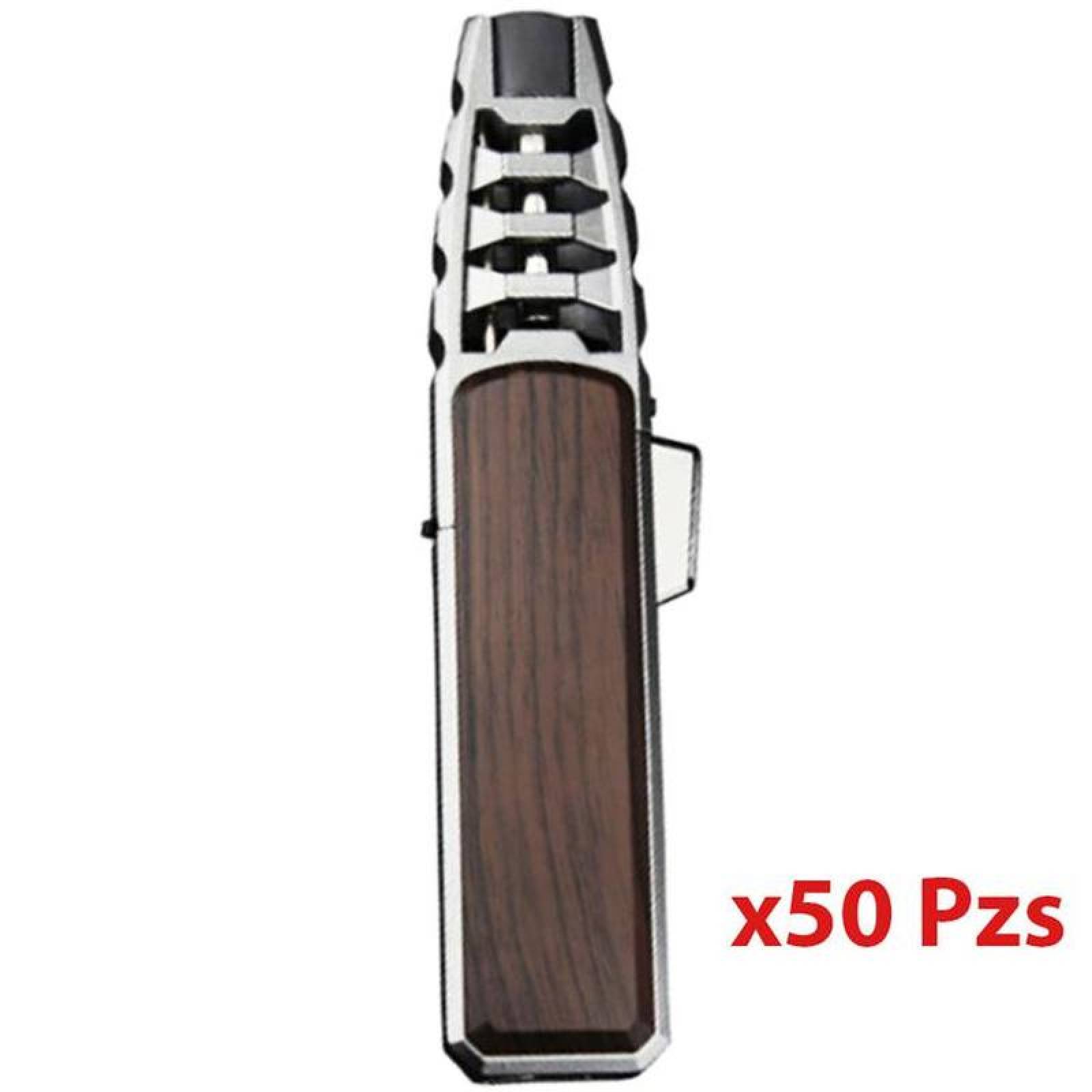 Mechero de Metal Diseño Ligero MXLHR-011-2 50 Pzas MarrónNegro Recargable Metal Gas Butano, LighterPro