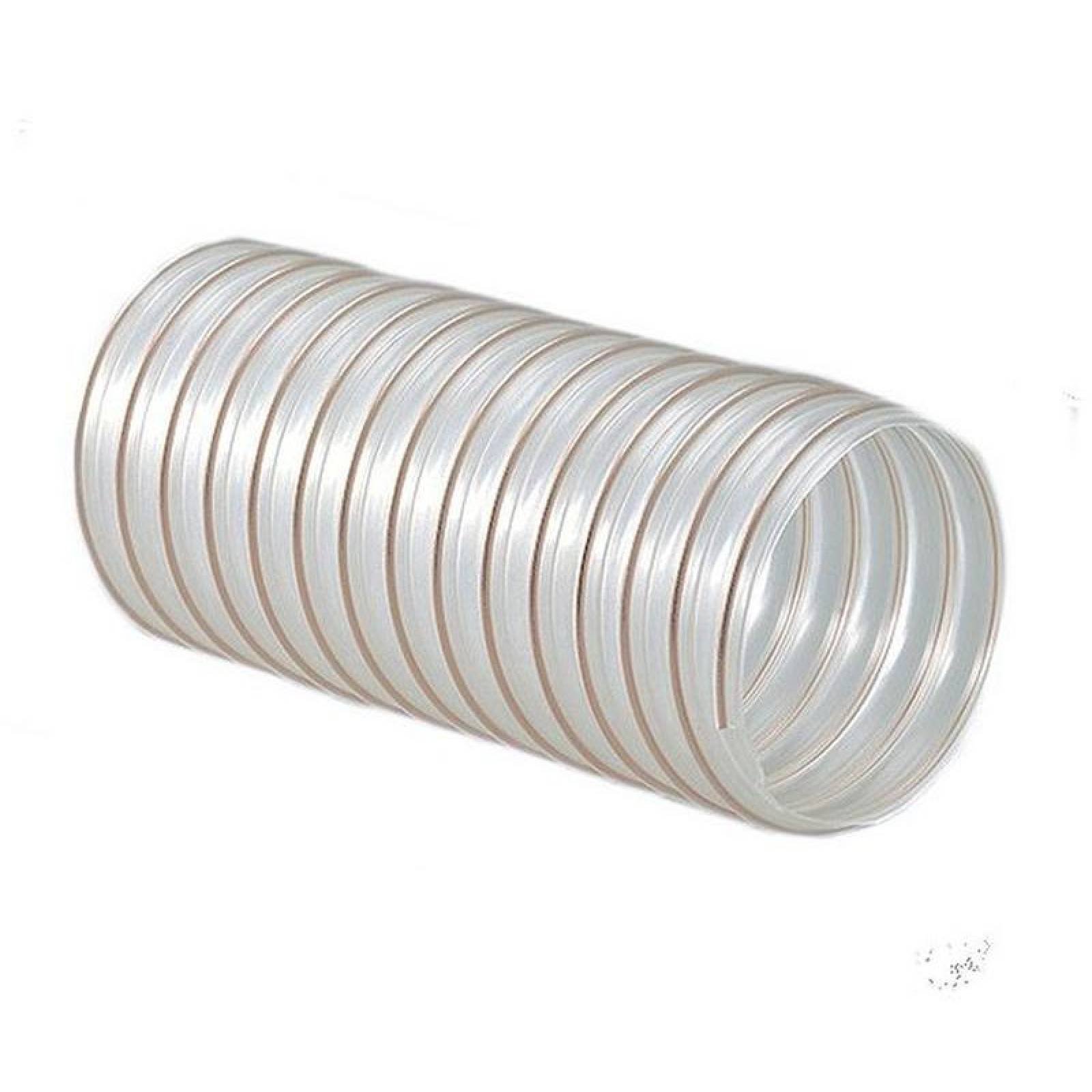 Manguera Flexible Aire y Polvo, MXFMD-012, 3" Diámetrox15m, -40a135C, Caucho Termoplástico c/espiral acero, Transparente, Flx-Thane MD