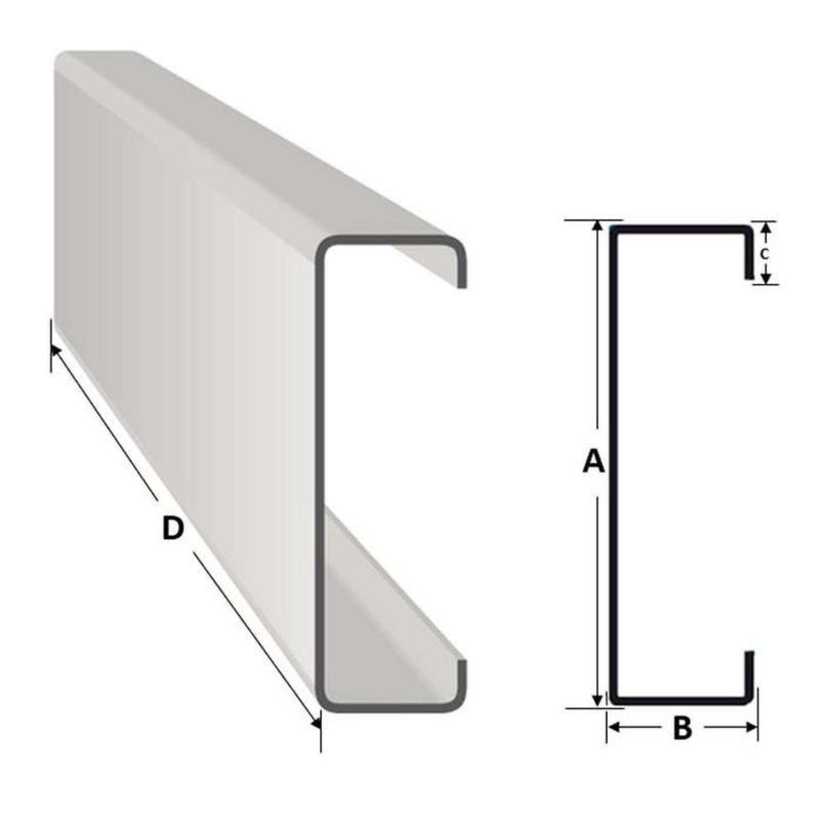 Zoclo de Acero Inox Tipo C MXLPZ-003-2 2 12plg 1,52m C,20 Acero Inoxidable 304, ZocloUltra