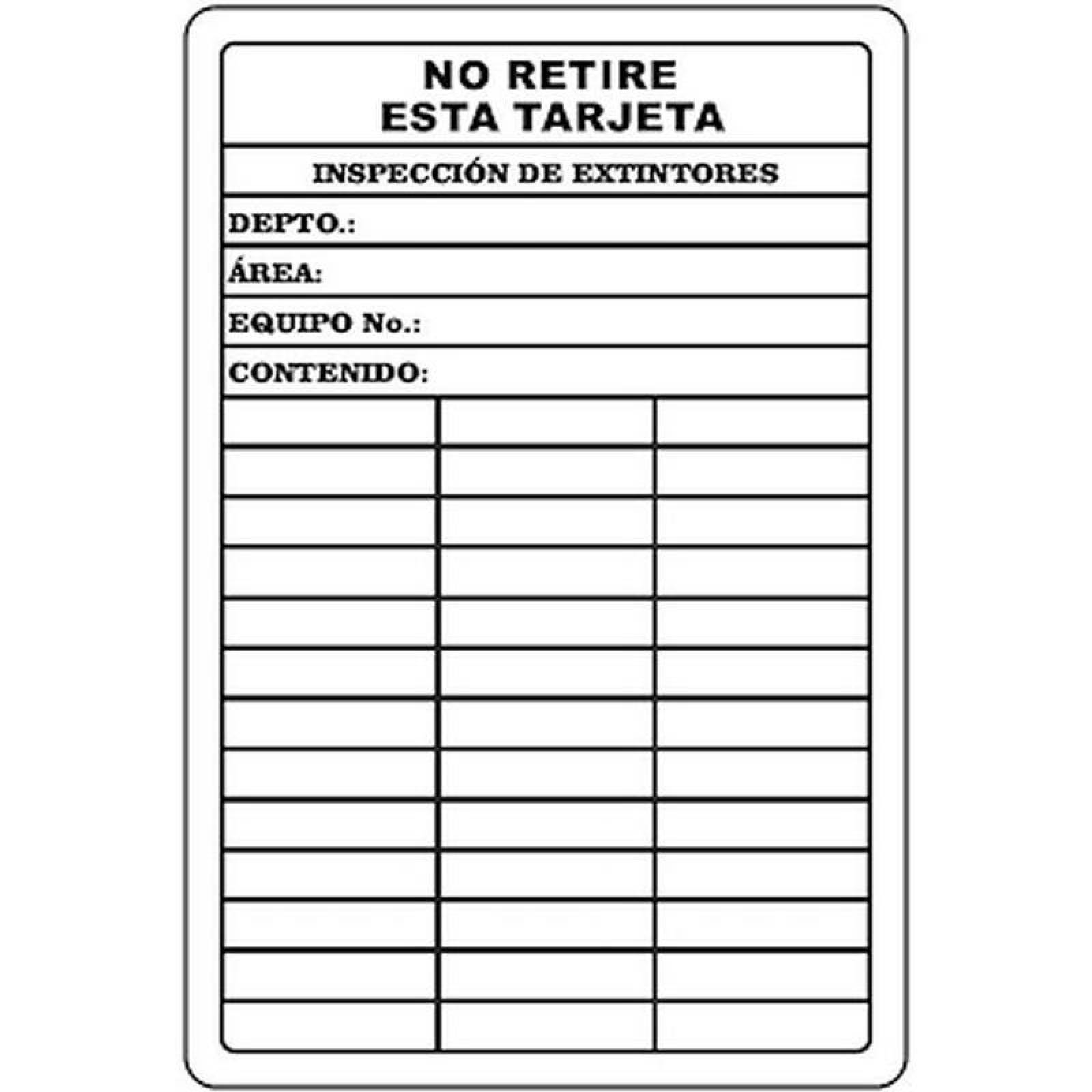 Etiquetas para Centros de Trabajo MXEEX-025 20x10 cm De Identificación Tarjeta de Inspección Normal Etiquetas para Identificar Agentes Extinguidores