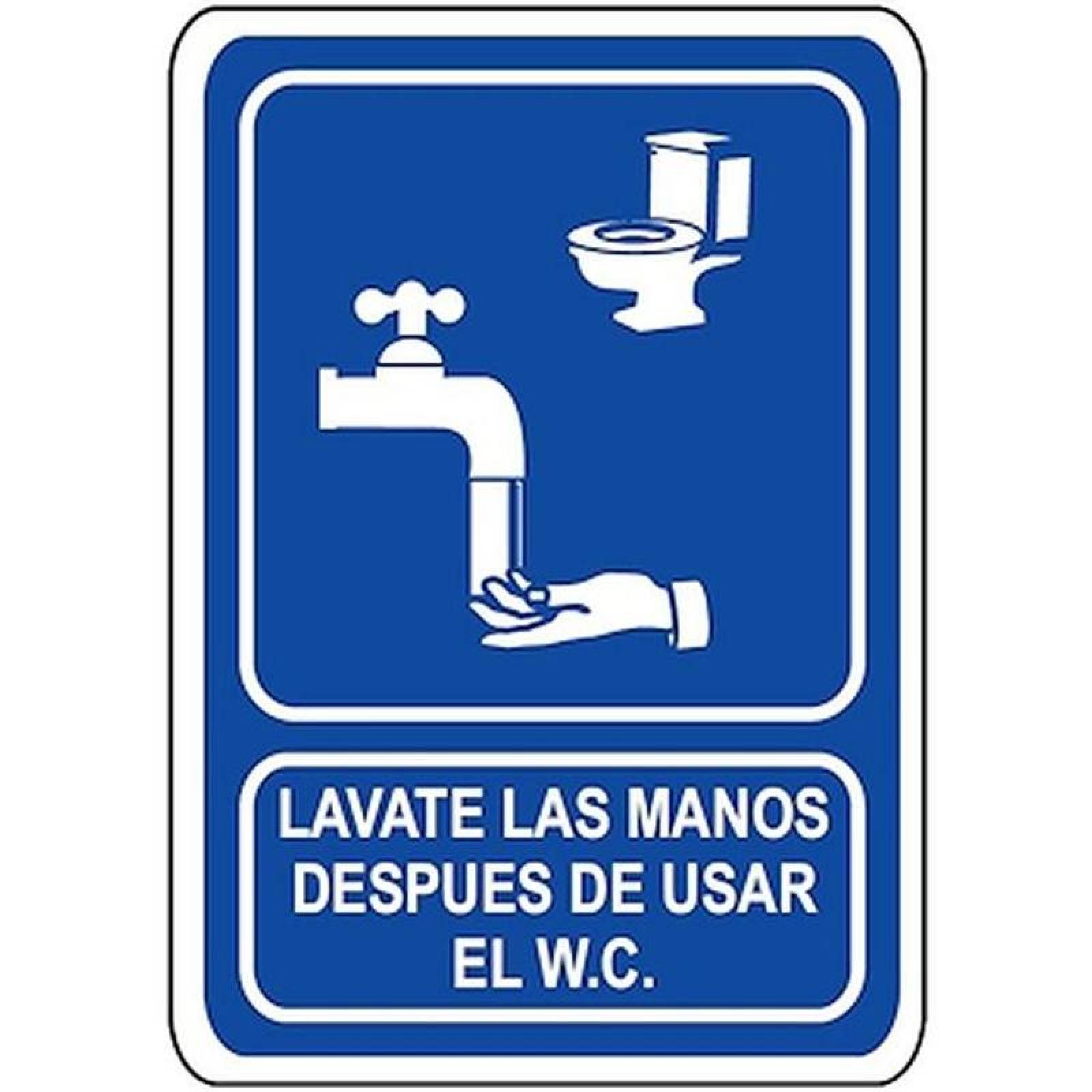 Letrero Informativo MXSIS-001 30x40 cm Informativos Lávate las Manos Después de Usar el W,C, Normal Señalamientos Informativos