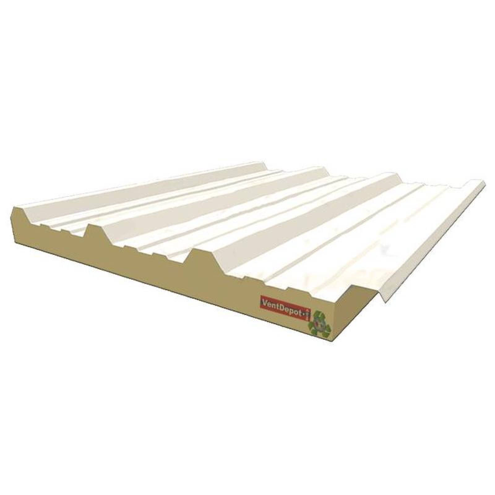 MultiPanel para Naves Industriales MXGRO-010 1,0x5,0m Espesor 1" C,2628 Poliuretano Peralte 4,2 cm Techo 1Pza, GlametRoof