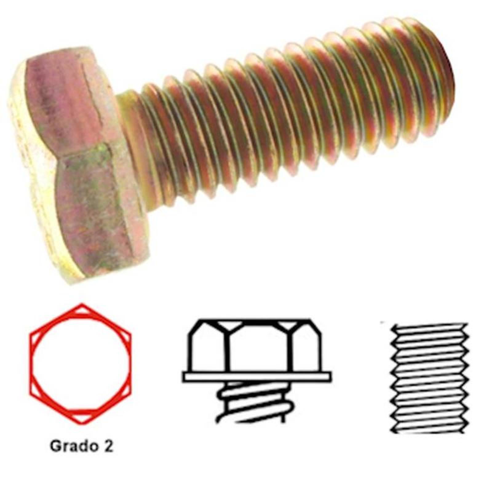 Tornillo Completa Tropicalizado, MXHXO-065, 5/16" Diámetro, 7.9mm Diámetro, Long:2 1/2", 63.5mm, Grado 2, Hexagonal, Tropicalizado, 100Pzs., HexaTrop