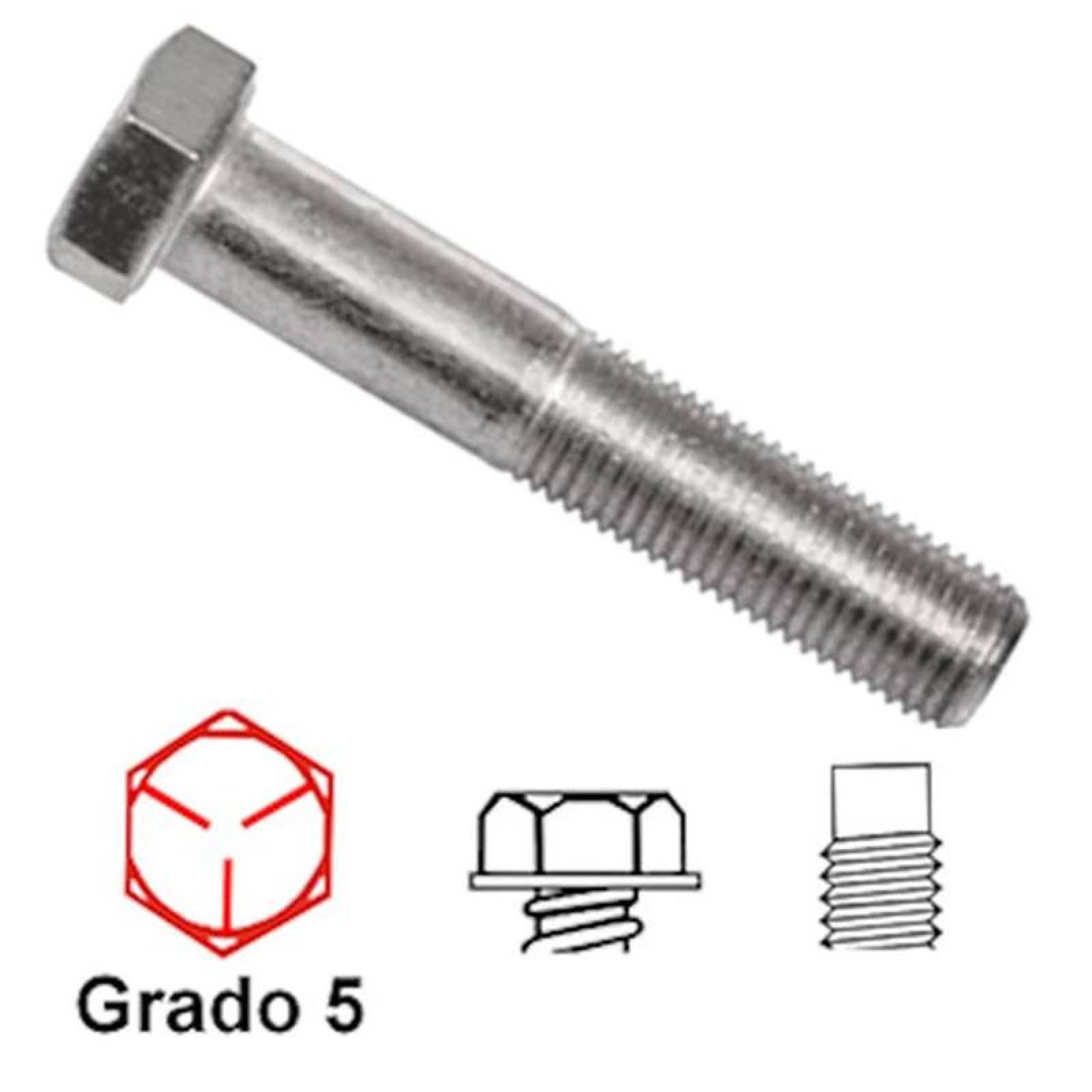  Tornillos de Grado 5 Galvanizado, MXIMR-272, 5/8" Diámetro, 15.8mm Diámetro, Long:4", 101.6mm, Grado 5, Hexagonal, Galvanizado, 125Pzs., InmerTor