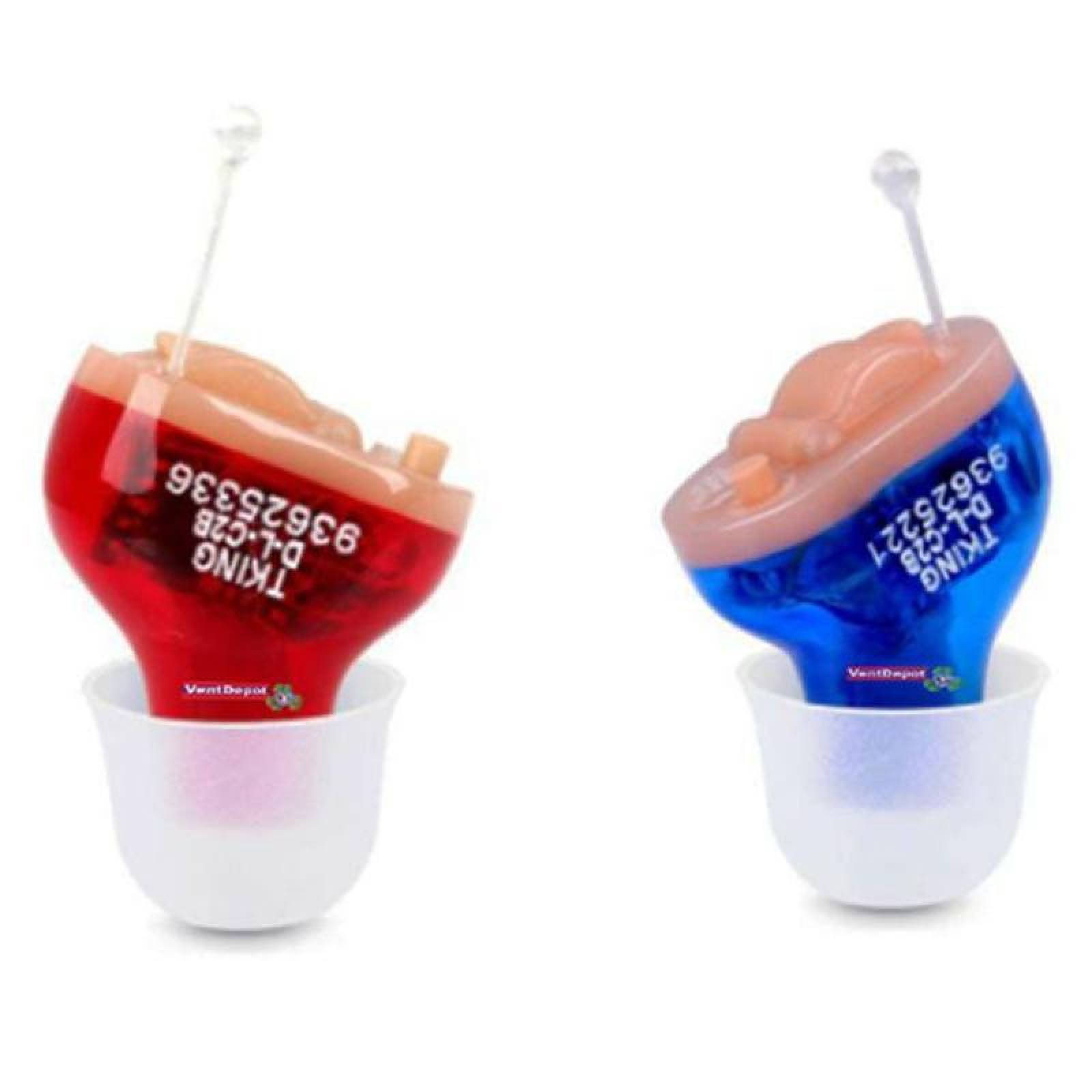 Aparato Auditivo para Oido Mini, MXHGL-001-8, 1 par, Rojo/Azul, 200Hz -7645Hz, 27,6dB, Batería A10, 1,5V, Plástico ABS,, HearingPlus