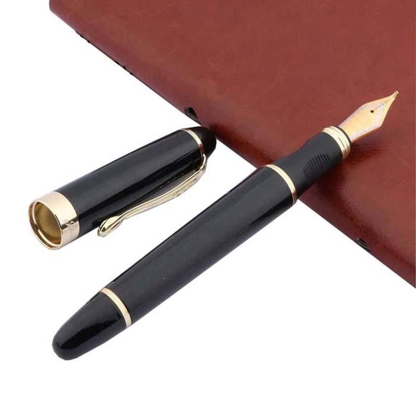 Plumas Tipo Fuente para Caligrafía, MXRRW-005, 1pza, 0.5mm, Negro/Dorado, 1 Tintas Azul Marino, Acero Inoxidable, Para Cartucho SmallCartri., ArrowBlack