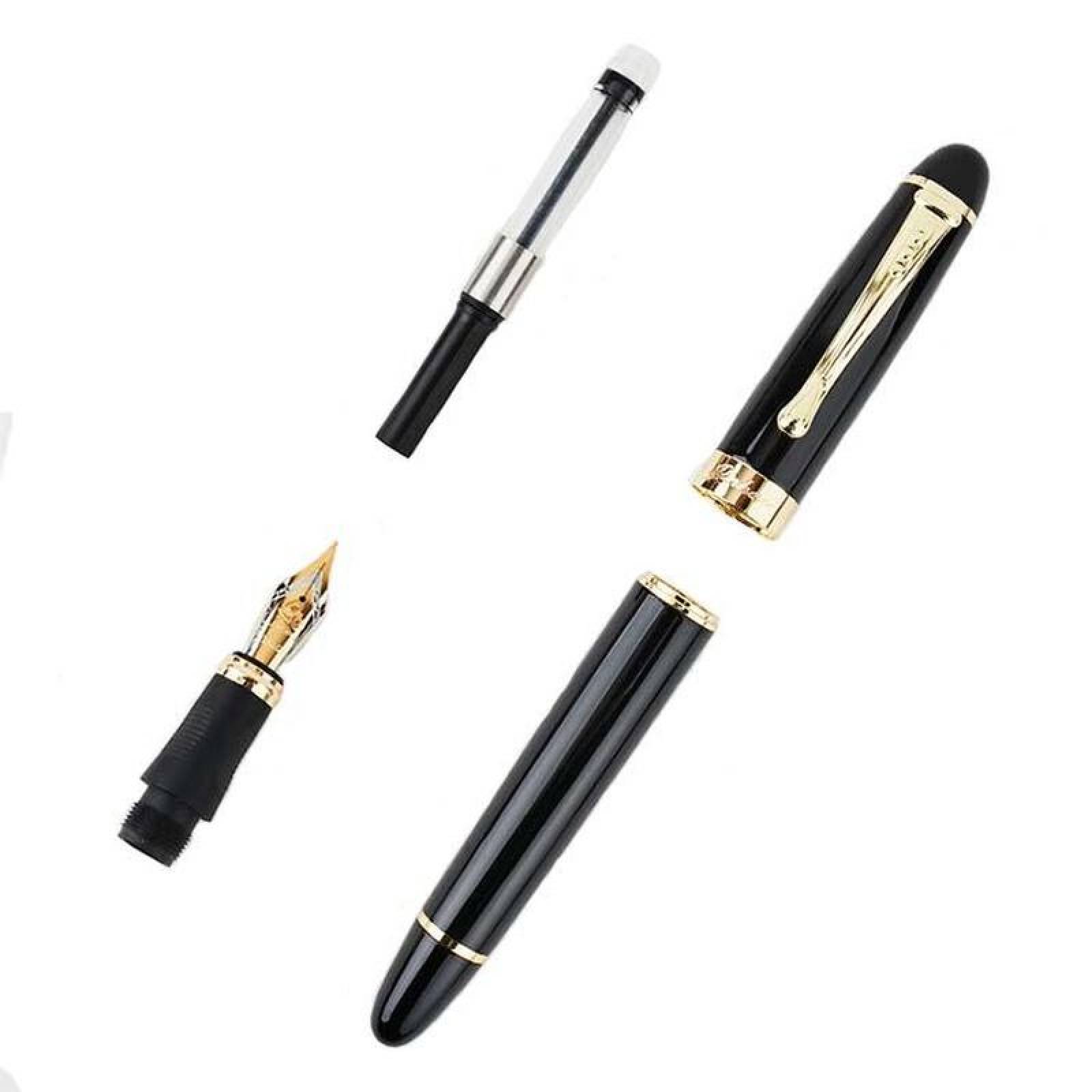  Plumas Tipo Fuente Económicas, MXRRW-007, 1pza, 0.5mm, Negro/Dorado, 1 Tinta Café, Acero Inoxidable, Para Cartucho SmallCartri., ArrowBlack