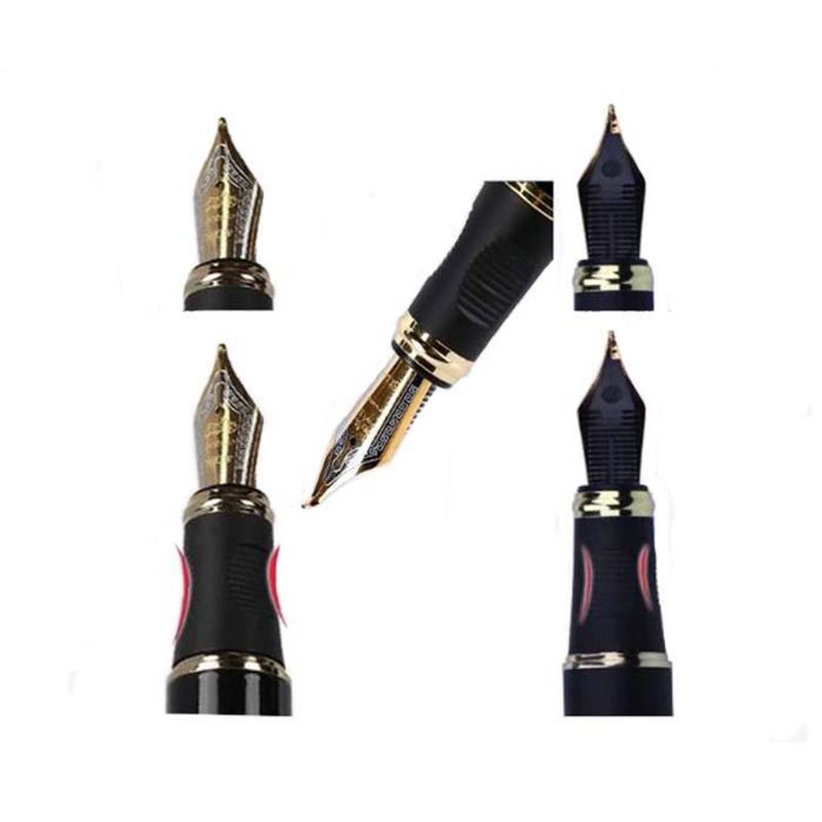  Plumas Tipo Fuente Económicas, MXRRW-007, 1pza, 0.5mm, Negro/Dorado, 1 Tinta Café, Acero Inoxidable, Para Cartucho SmallCartri., ArrowBlack