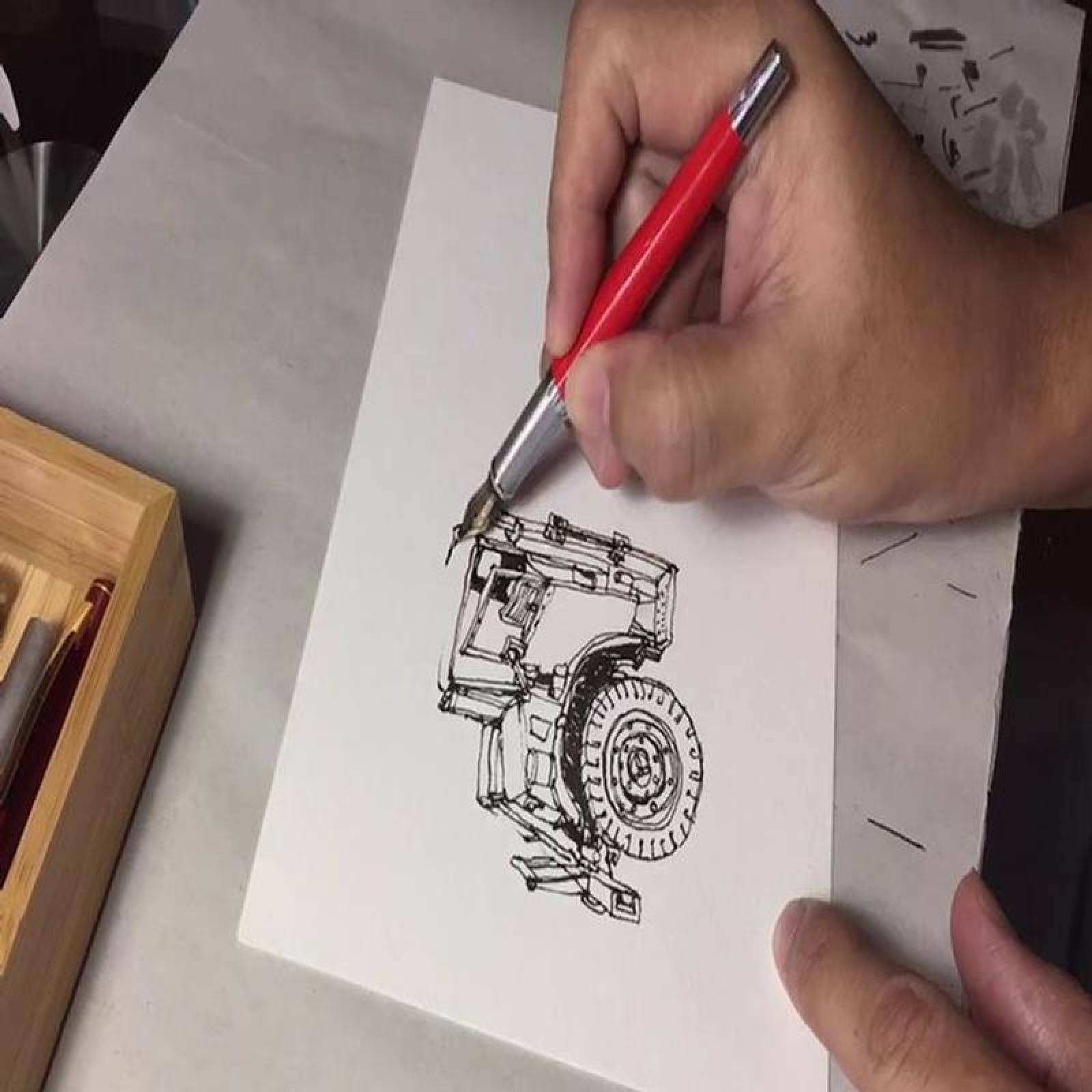 Plumas Tipo Fuente para Caligrafía MXSUN-002-1 2pzas 0,5mm Punta Roja 2 Tintas Negras Acero Inoxidable Para Cartucho SmallCartri, SunsetRed