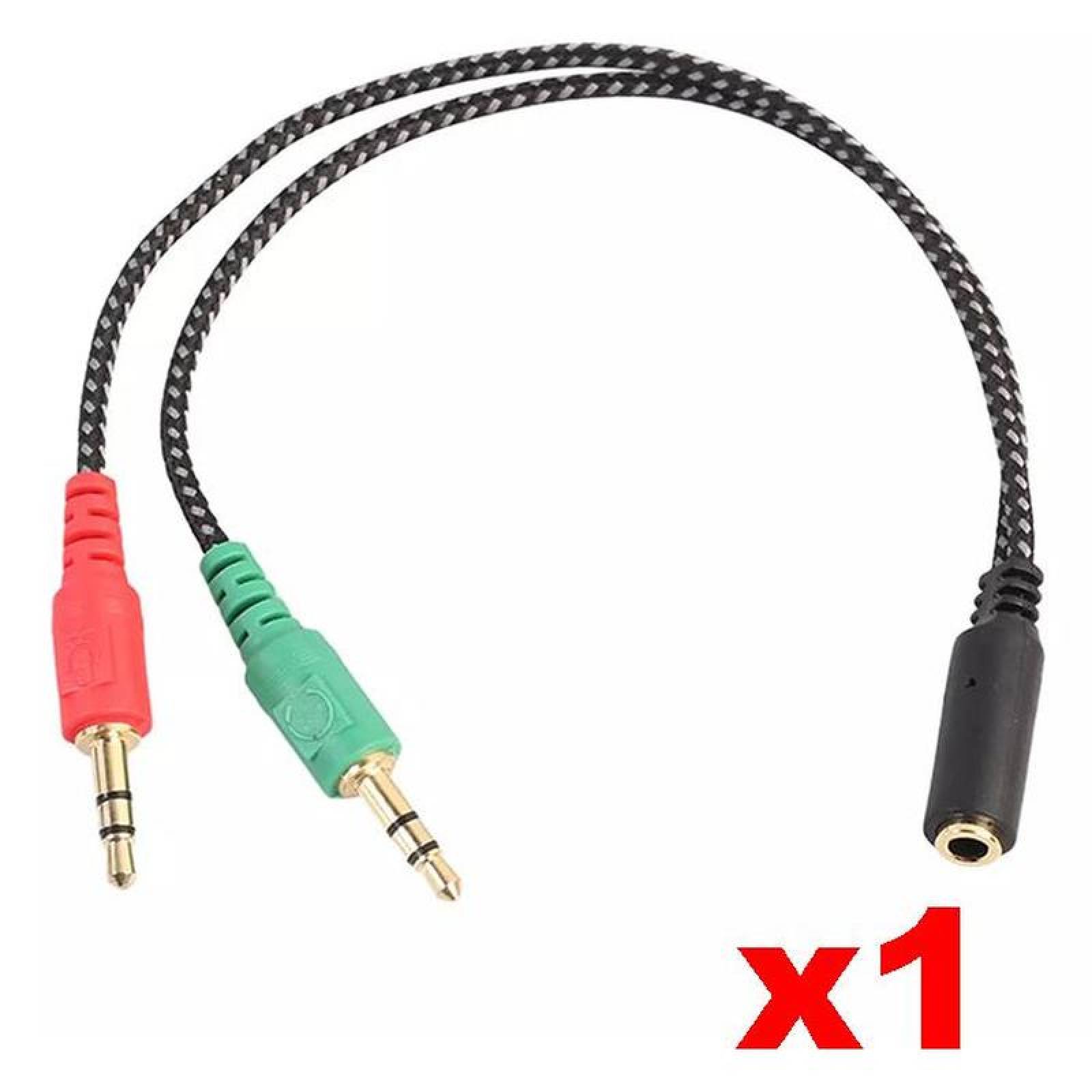  Adaptador de Audio Profesional, MXHDJ-001-2, 1 Pza, Jack 3.5mm, 2 Machos a 1 Hembra., HeadJack