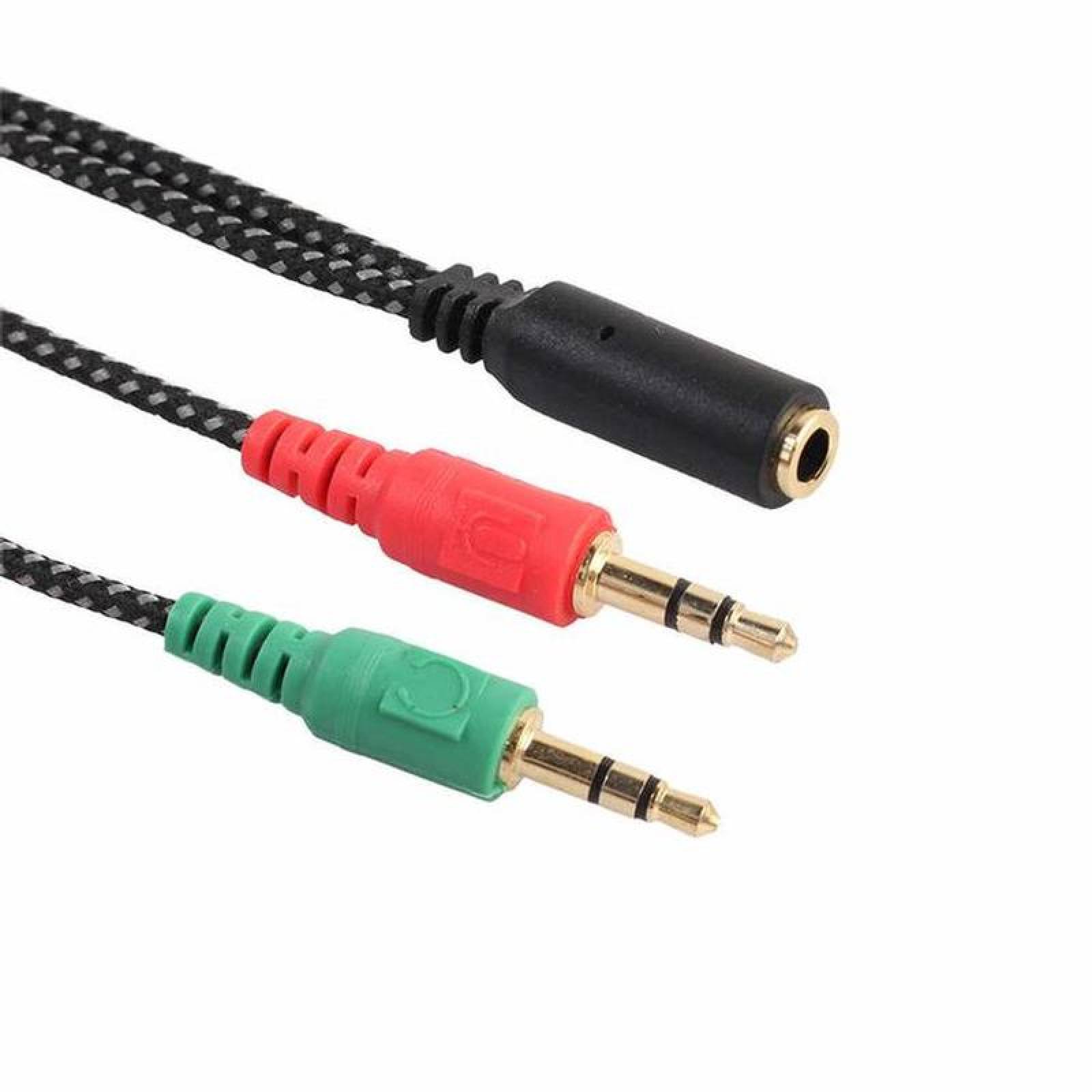  Adaptador de Audio Macho, MXHDJ-002-1, 2 Pzs, Jack 3.5mm, 2 Machos a 1 Hembra., HeadJack