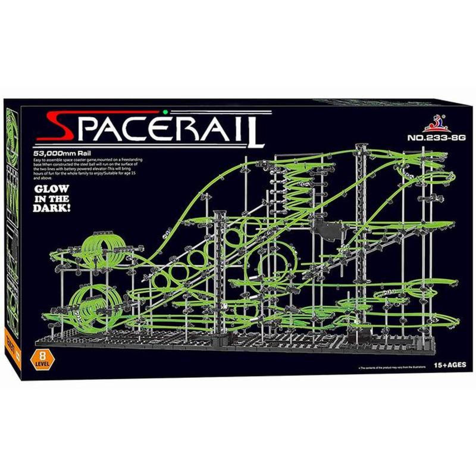 Juguete de Montaña Rusa Económico MXGIC-001-30 1337Pzas 8 Balines Nivel 8 Verde Fosforescente Plástico ABS, MagicRail 8G