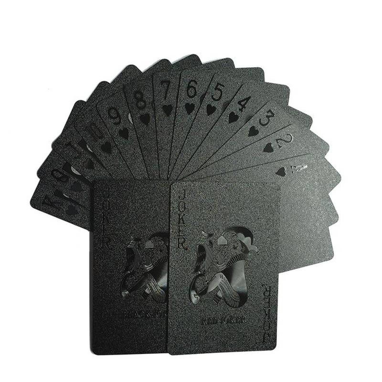 Naipes de Juego de Mesa MXPCA-005-3 Barajas 5 Cartas 270 Plástico Negro Brillante, PokaBlack