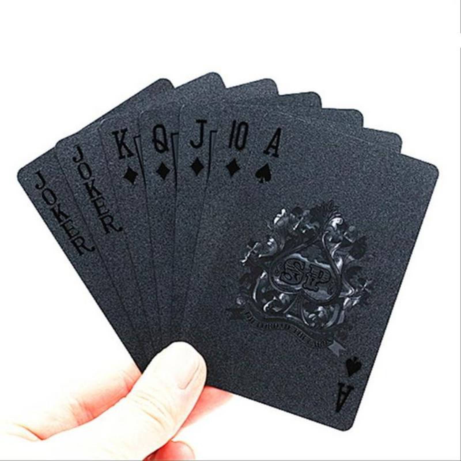 Baraja de Naipes MXPCA-007-3 Barajas 15 Cartas 810 Plástico Negro Brillante, PokaBlack