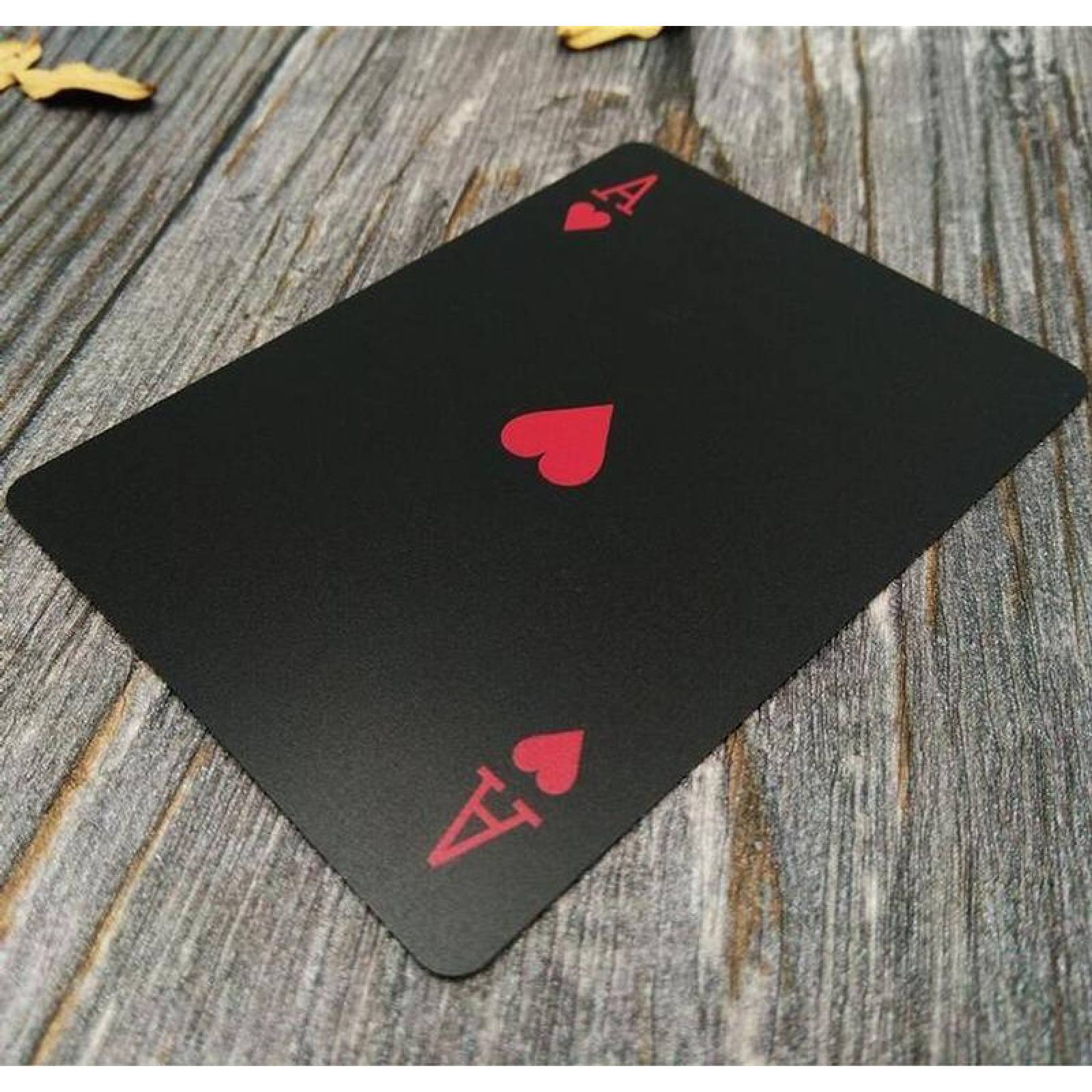 Naipes de Mesa de Lujo MXPCD-001-3 Baraja 1 Cartas 54 Plástico Negro y Rojo Mate, PokaRed