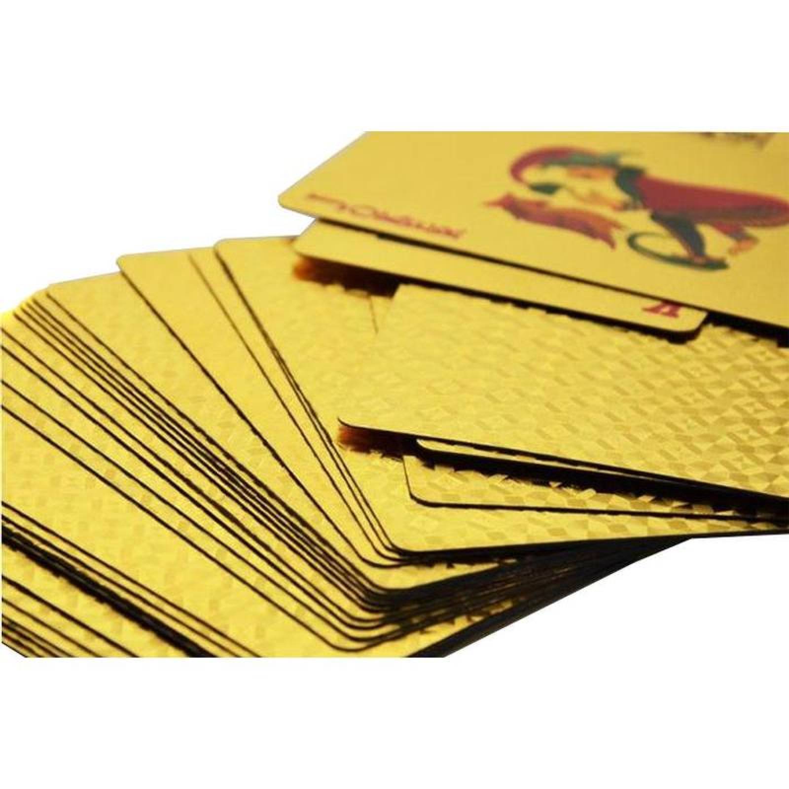Naipes Profesionales MXPGL-002-2 Baraja 2 Cartas 108 Plástico Dorado Brillante, PokaGold