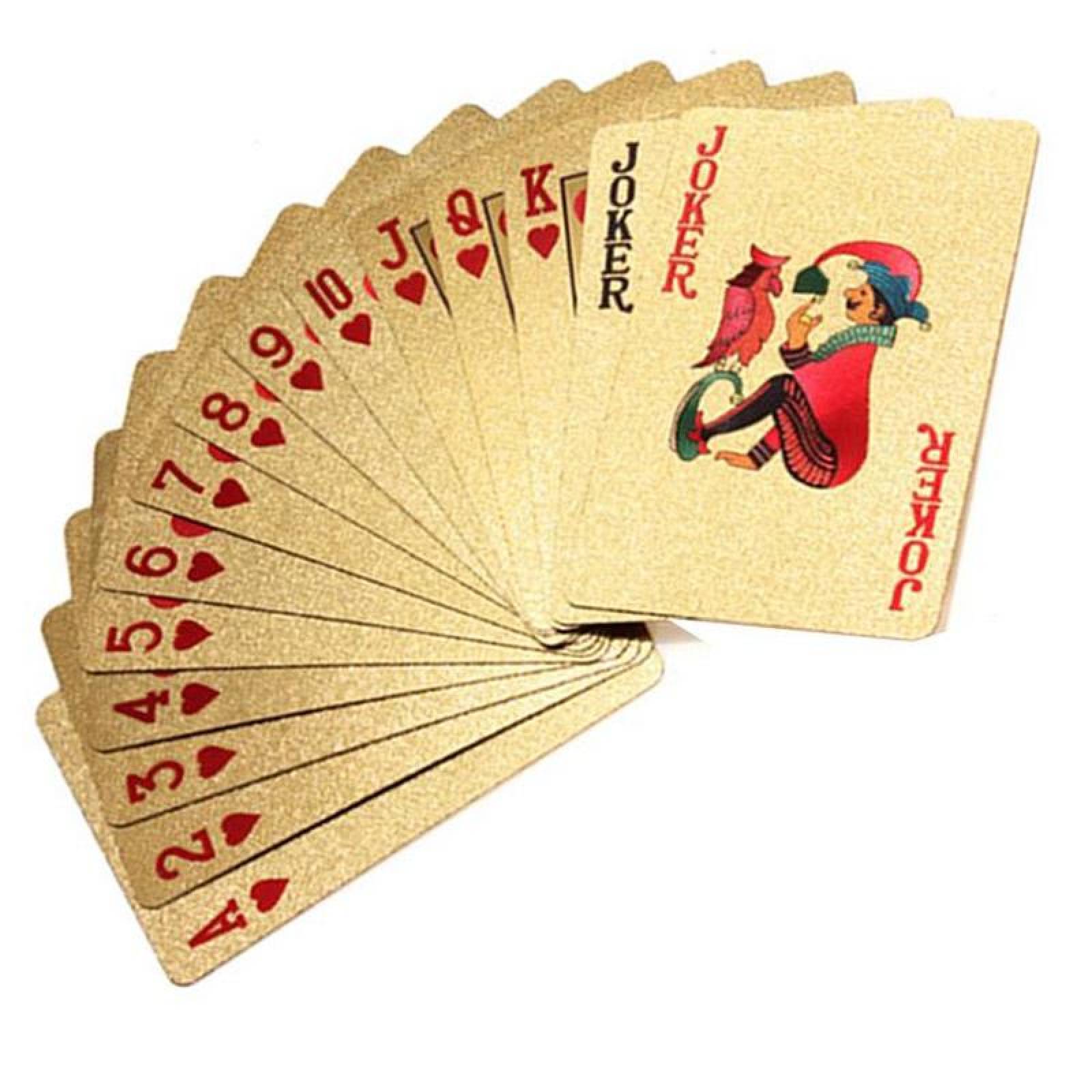 Baraja de Naipes Póker MXPGL-007-3 Barajas 15 Cartas 810 Plástico Dorado Brillante, PokaGold