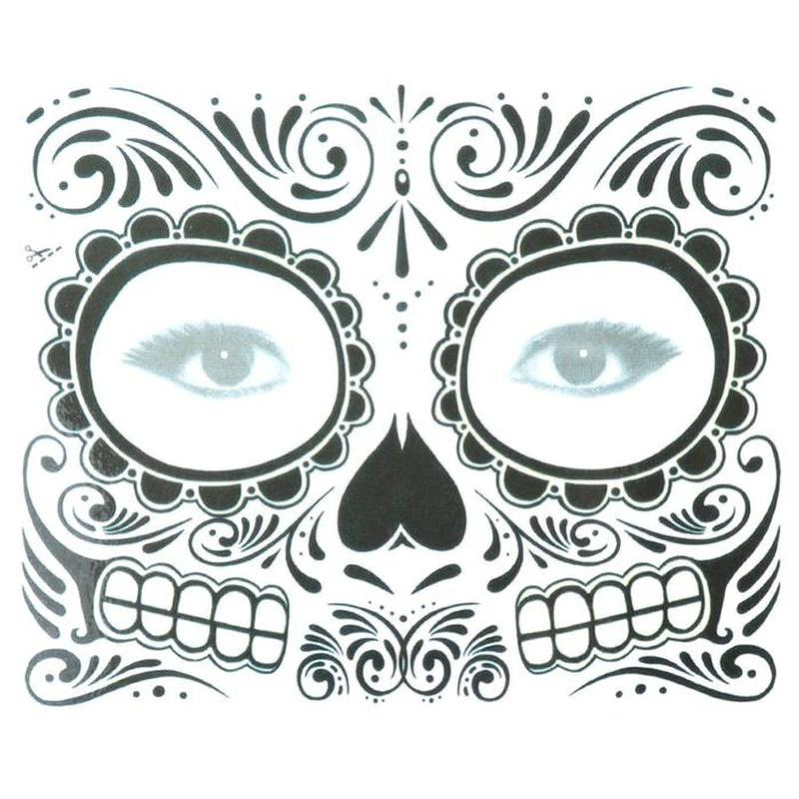 Calcomanías Faciales Temporales MXTDC-002 2Pzs 15x12cm MoradoLila Tatuaje Temporal, CatrinaPro