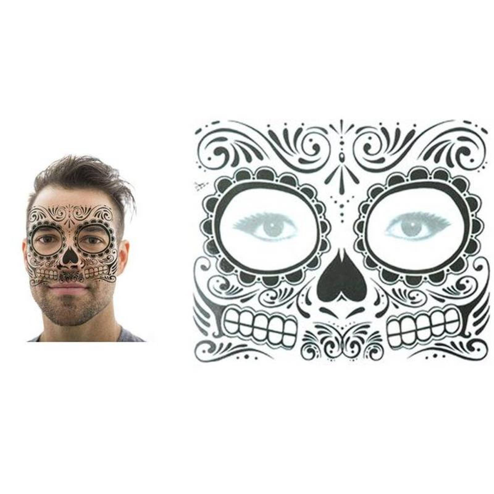 Pegatinas de Tatuajes para la Cara MXTDC-008 3Pzs 15x12cm Negro Tatuaje Temporal, CatrinaPro