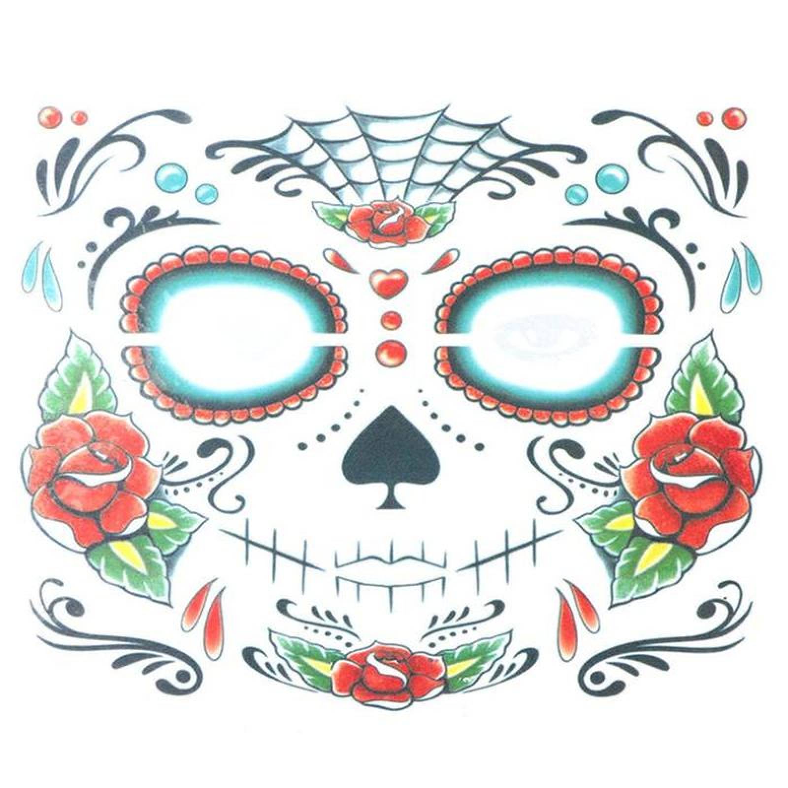Pegatinas de Tatuajes para la Cara MXTDC-008 3Pzs 15x12cm Negro Tatuaje Temporal, CatrinaPro