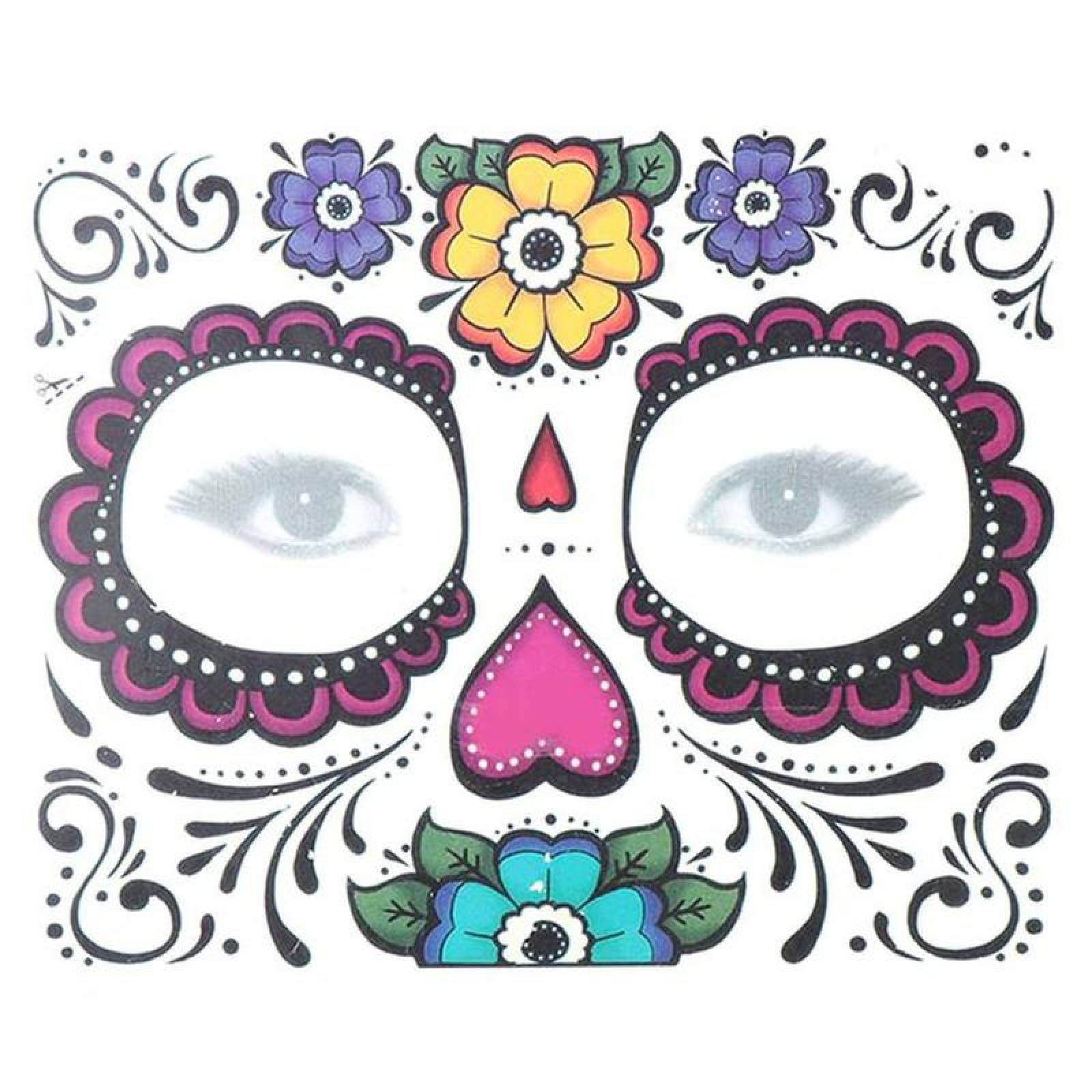 Tatuajes Temporales para la Cara MXTDC-013 3Pzs 15x12cm Rosas Tatuaje Temporal, CatrinaPro