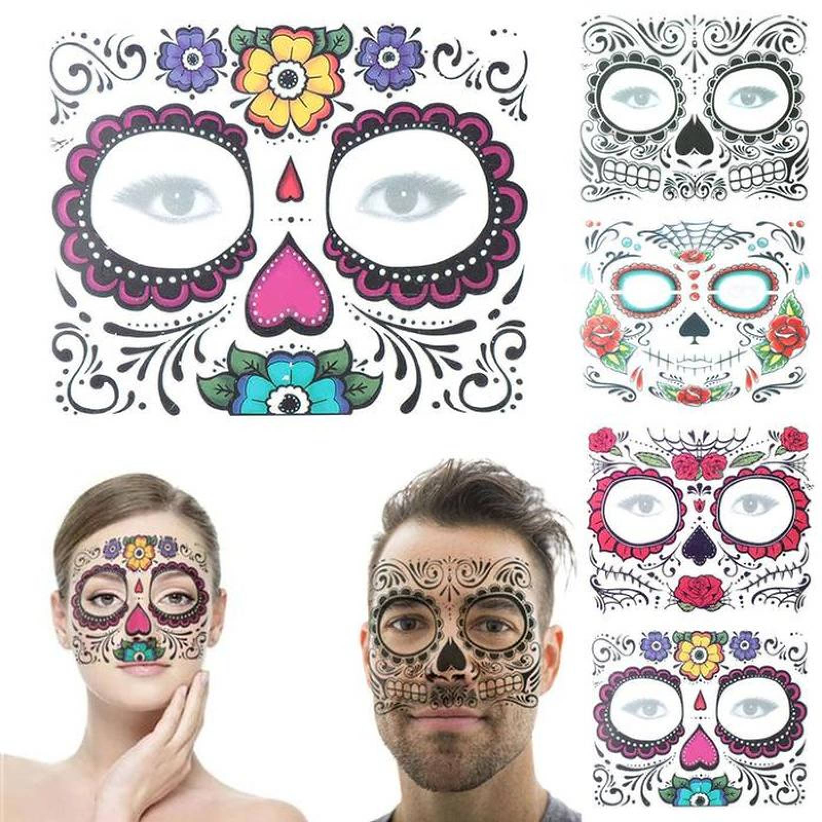 Tatuajes Temporales Faciales MXTDC-014 4Pzs 15x12cm Rosas Tatuaje Temporal, CatrinaPro