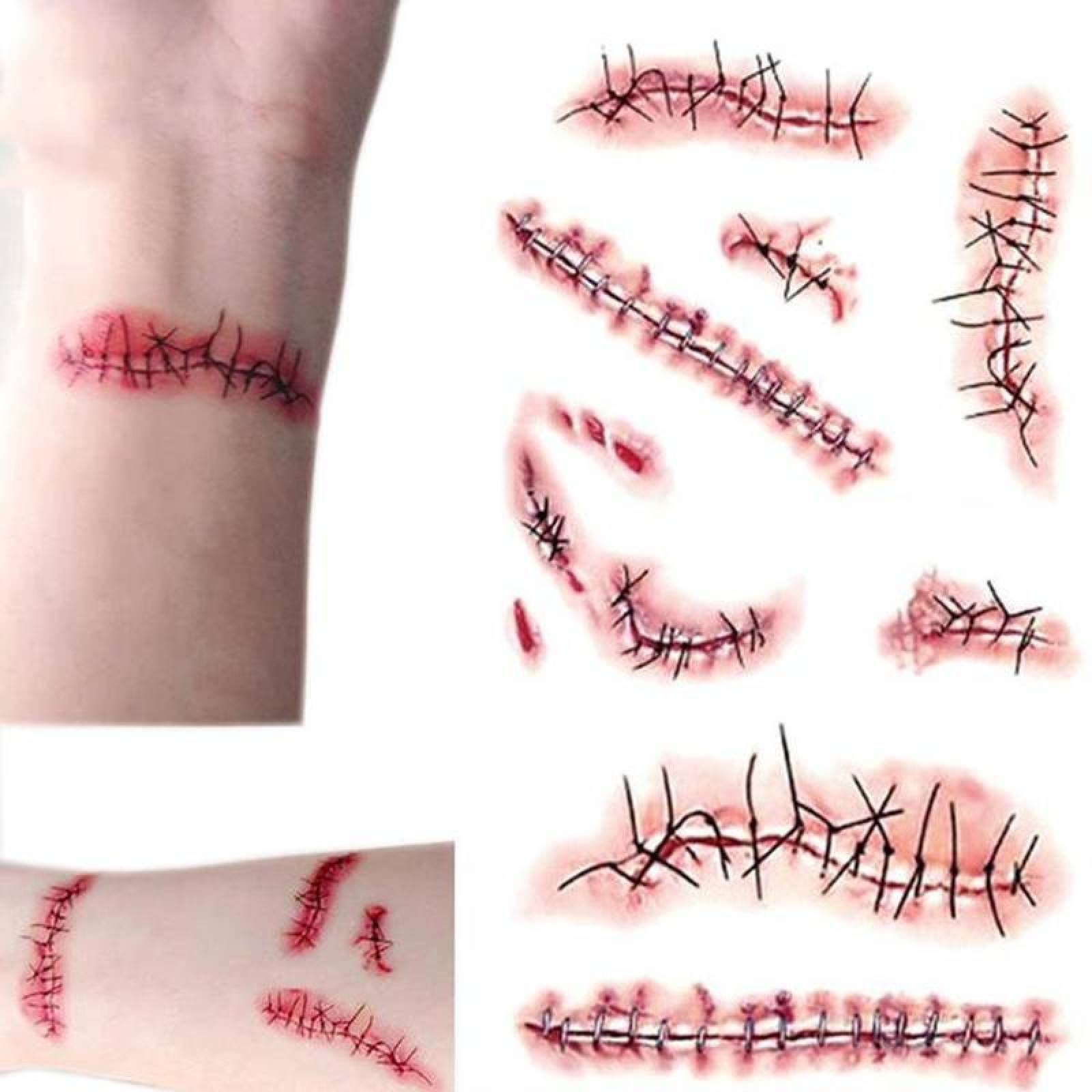 Tatuajes Temporales Falsos MXTHL-001 1Pza 10x6cm Cicatriz Tatuaje Temporal, TattooHal