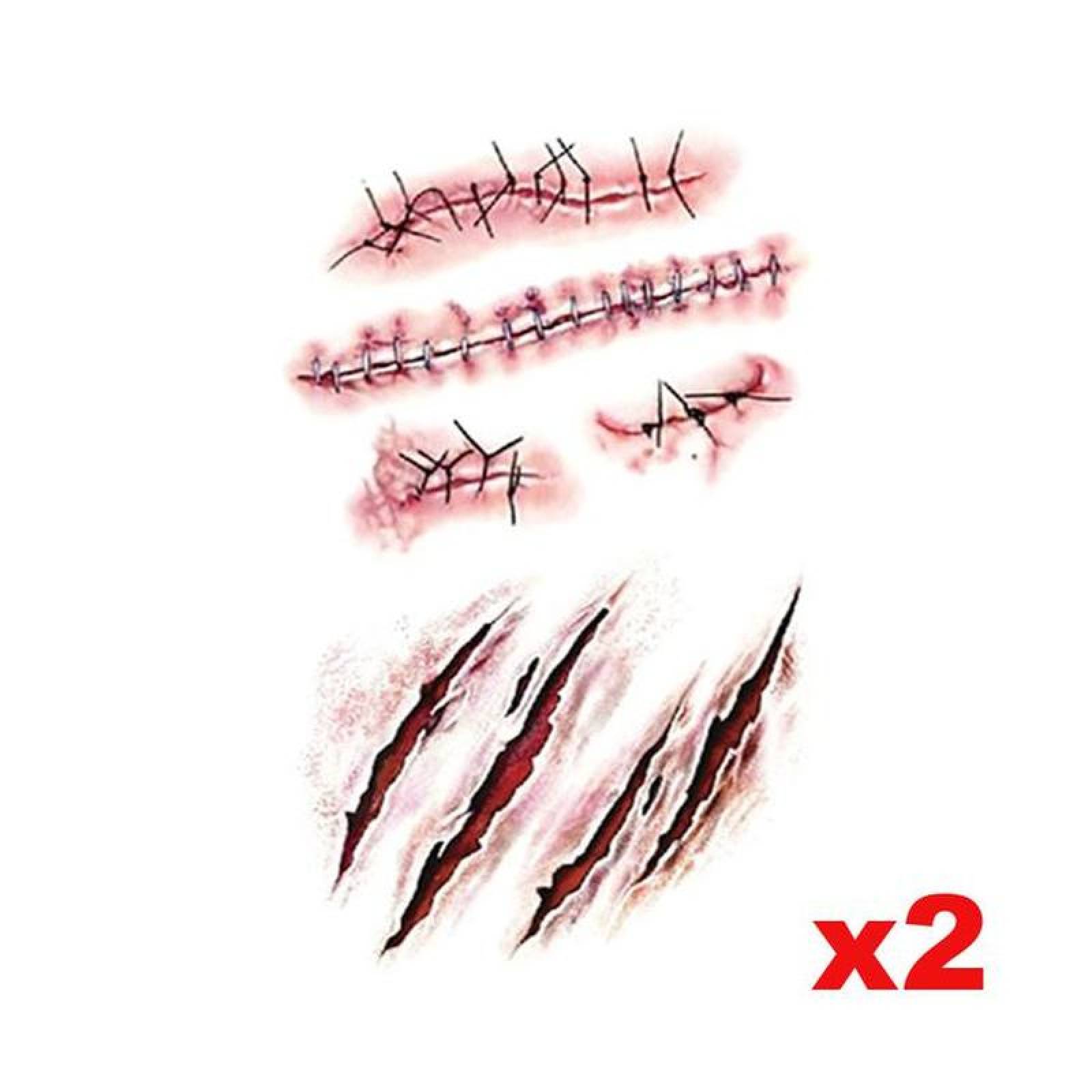 Pegatina Tatuaje Falso MXTHL-007 2Pzs 10x6cm Herida Tatuaje Temporal, TattooHal