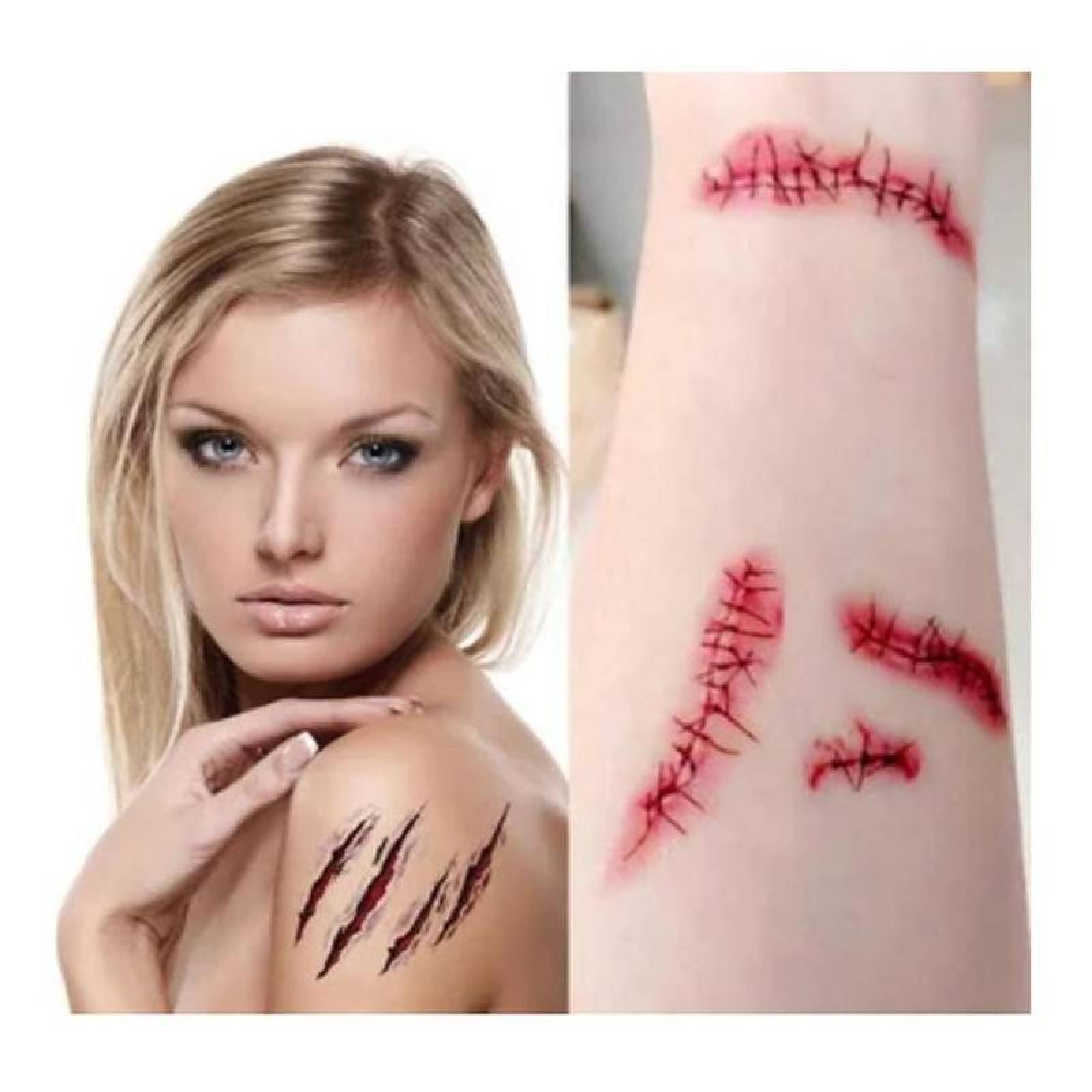 Pegatina Tatuaje Falso MXTHL-007 2Pzs 10x6cm Herida Tatuaje Temporal, TattooHal