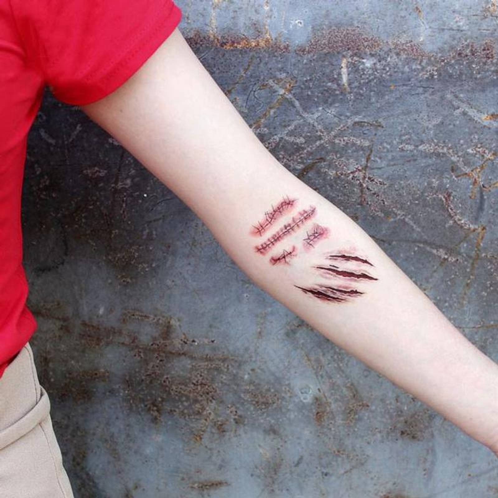 Tatuaje Temporal de Pegatina MXTHL-010 5Pzs 10x6cm Herida Tatuaje Temporal, TattooHal