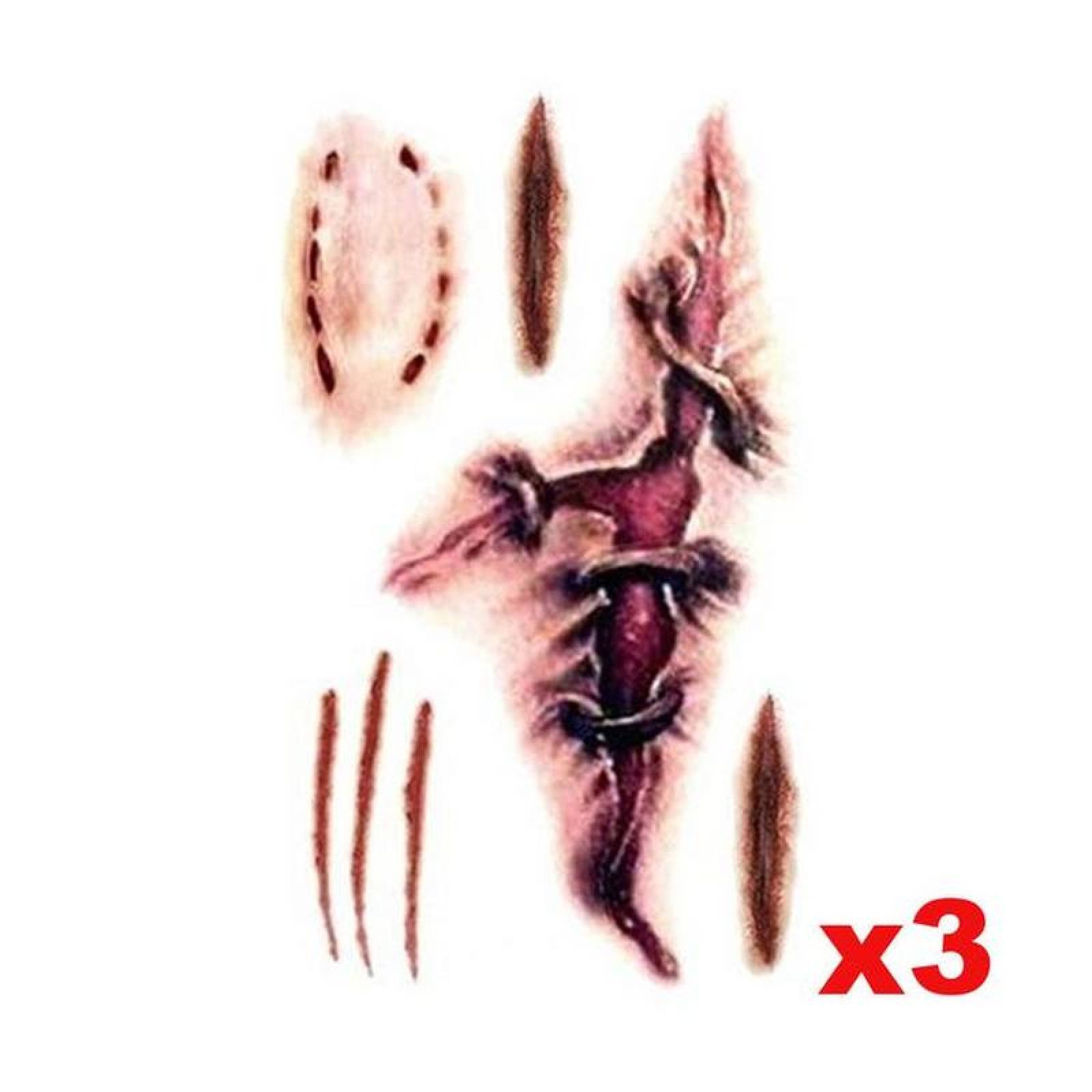 Tatuaje Temporal Economicos MXTHL-013 3Pzs 10x6cm Lesión Arterial Tatuaje Temporal, TattooHal