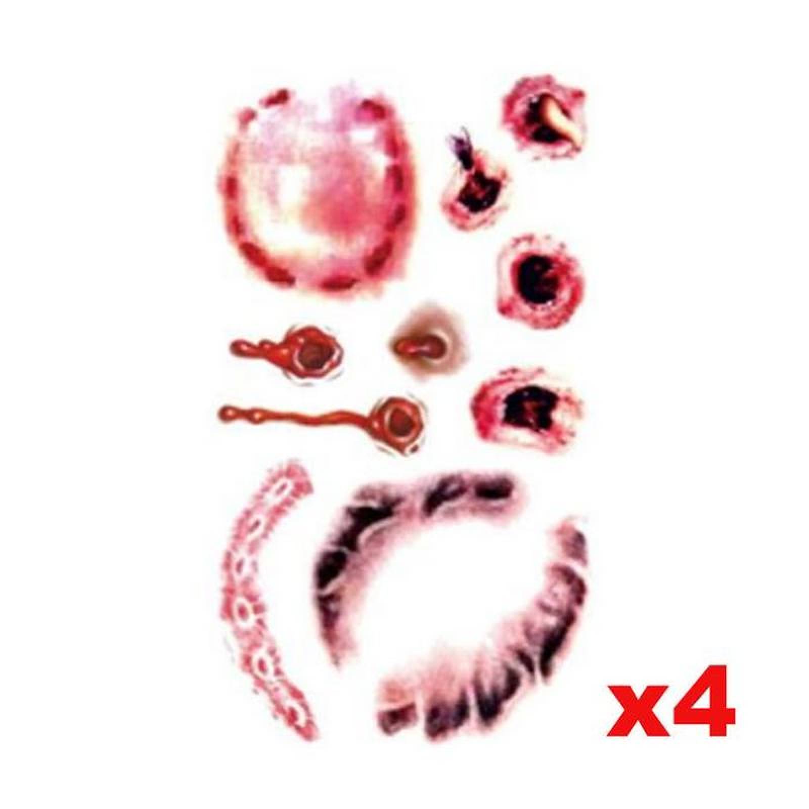 Tatuaje Falso para Fiesta de Terror MXTHL-024 4Pzs 10x6cm Mordida Tatuaje Temporal, TattooHal