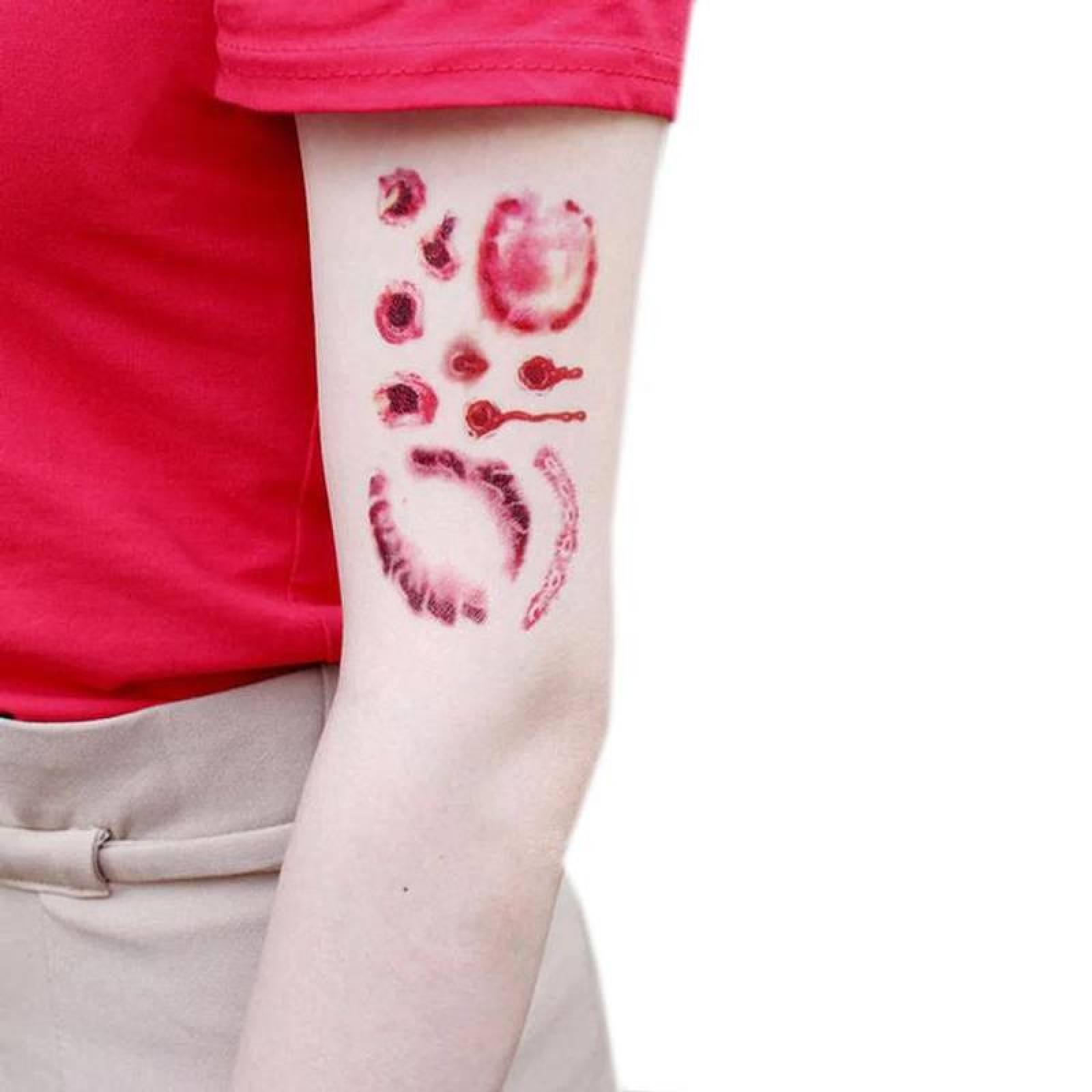 Tatuaje Falso para Fiesta de Terror MXTHL-024 4Pzs 10x6cm Mordida Tatuaje Temporal, TattooHal