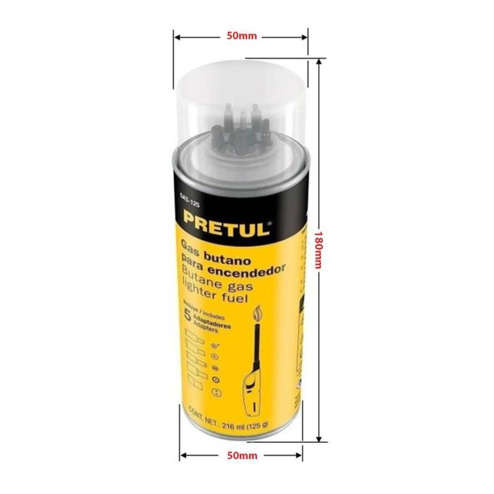 Cartucho de Gas Butano a Buen Costo MXBTG-002-3 2 Pzs Amarillo Cont, 216ml 125g Recargar uo Rellenar Encendedores, ButaneGas-125