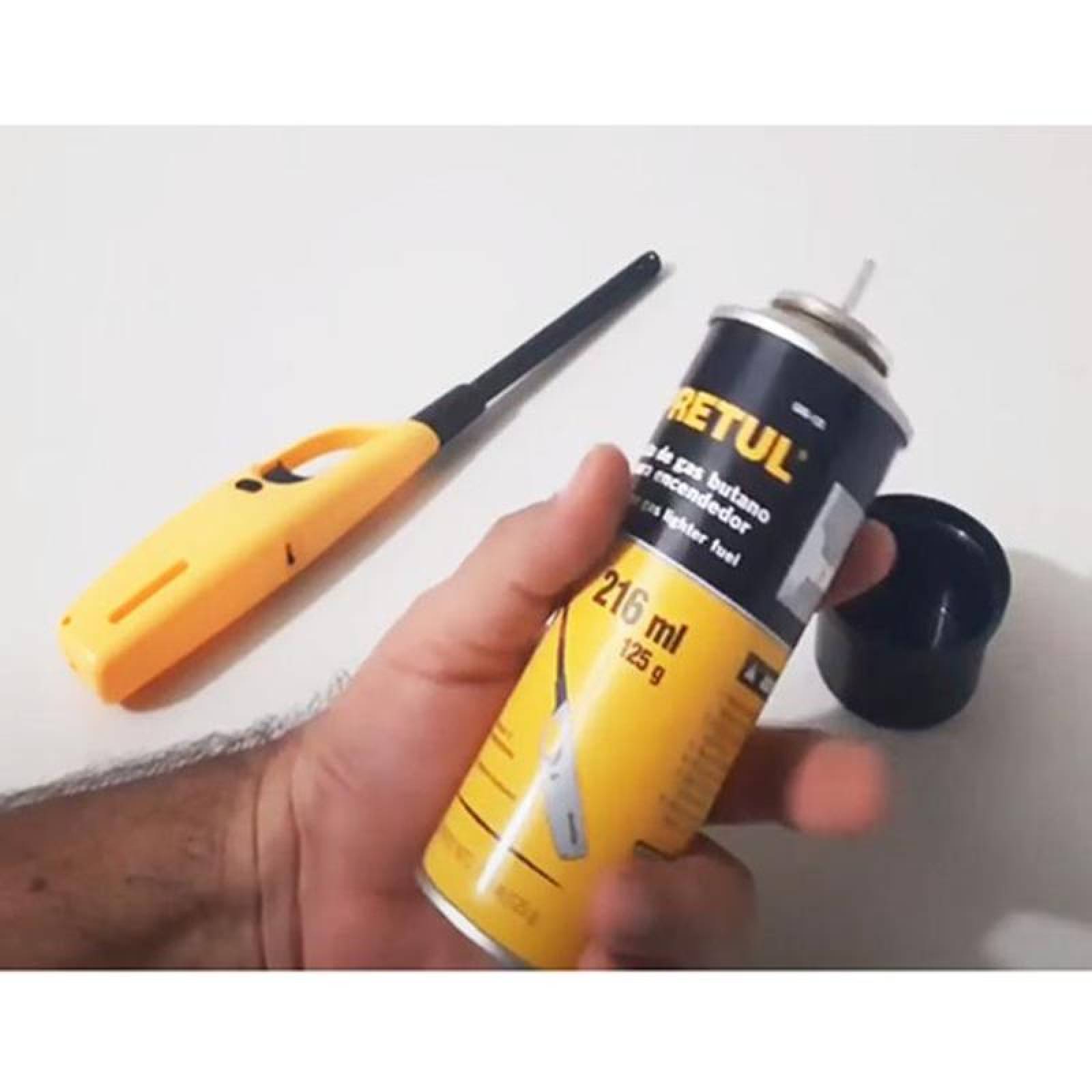 Cartucho de Gas Butano a Buen Costo MXBTG-002-3 2 Pzs Amarillo Cont, 216ml 125g Recargar uo Rellenar Encendedores, ButaneGas-125