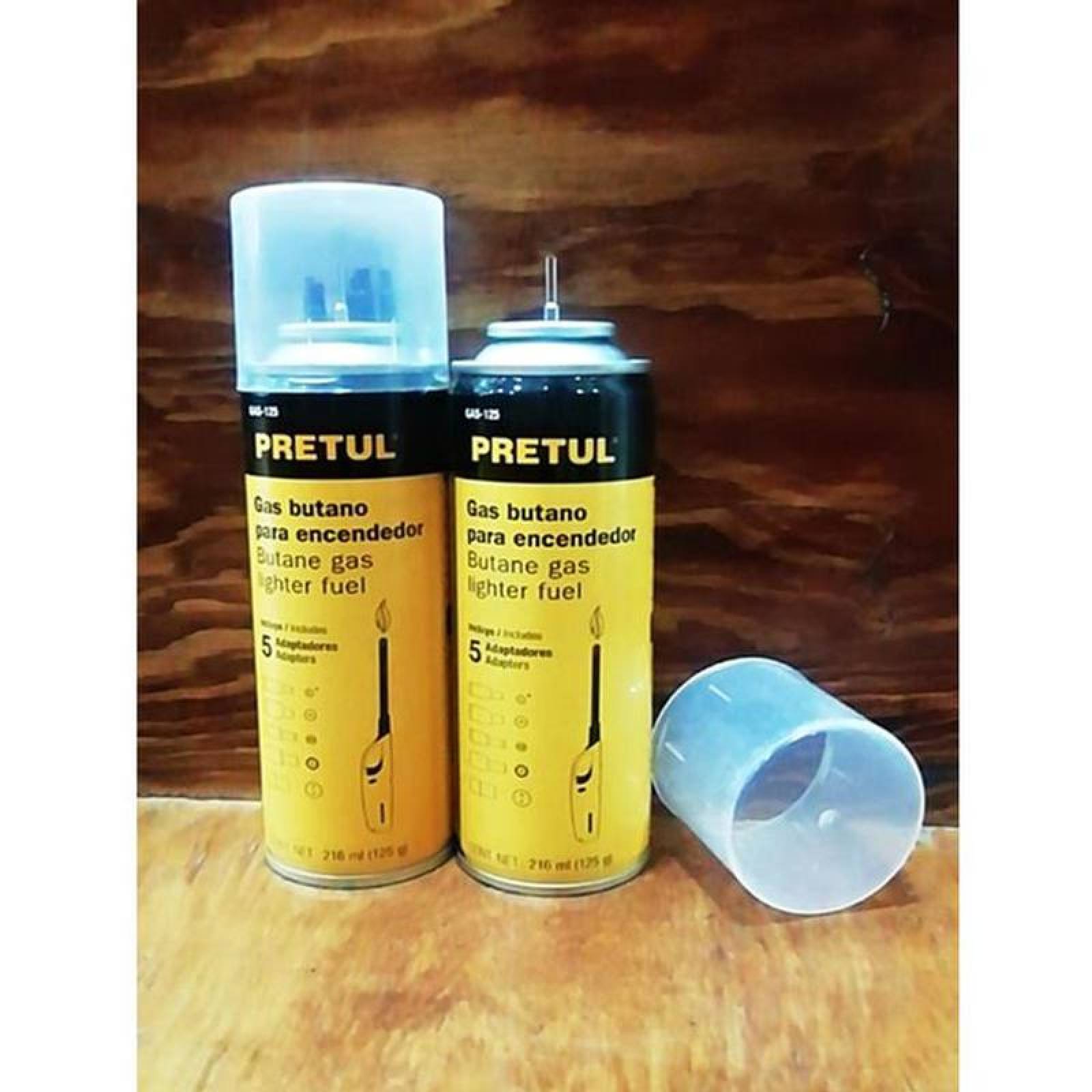 Cartucho en Lata de Gas Propano MXBTG-007-2 15 Pzs Amarillo Cont, 216ml 125g Recargar uo Rellenar Encendedores, ButaneGas-125