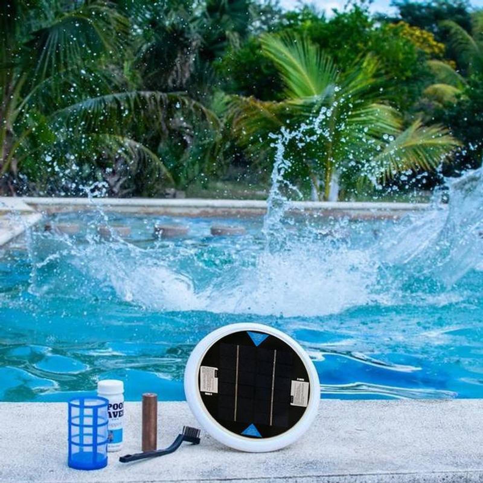 Purificador Solar de Agua Portátil MXSWM-001-10 22000gal 83000L 83 m³ Solar Iones Positivos 80porciento Ahorro de Cloro Elimina Bacterias y Algas Usa CopperElect MXUBE-003, SwiMore