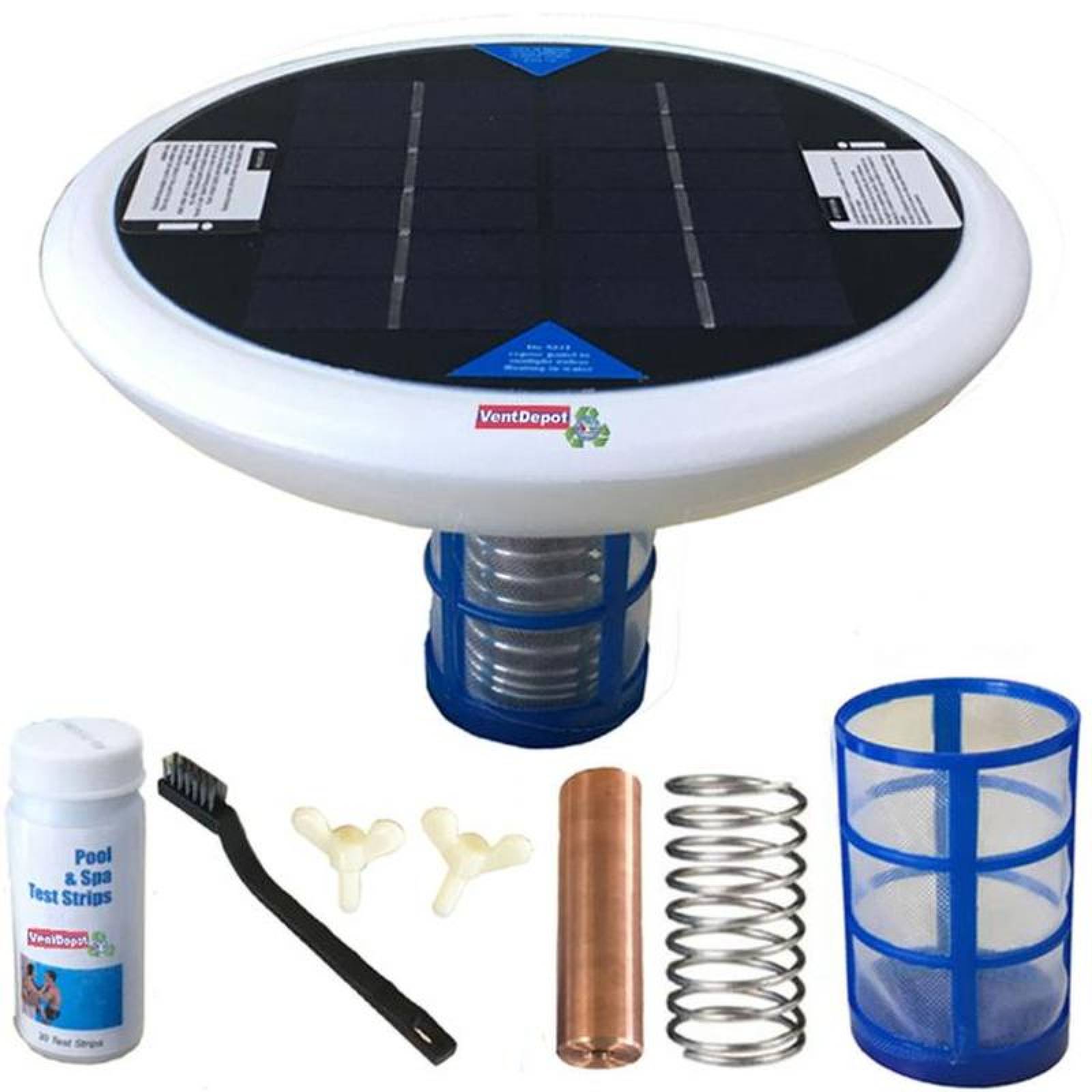 Ionizador Flotante Para Albercas MXSWM-001-26 22000gal 83000L 83 m³ Solar Iones Positivos 80porciento Ahorro de Cloro Elimina Bacterias y Algas Usa CopperElect MXUBE-003, SwiMore
