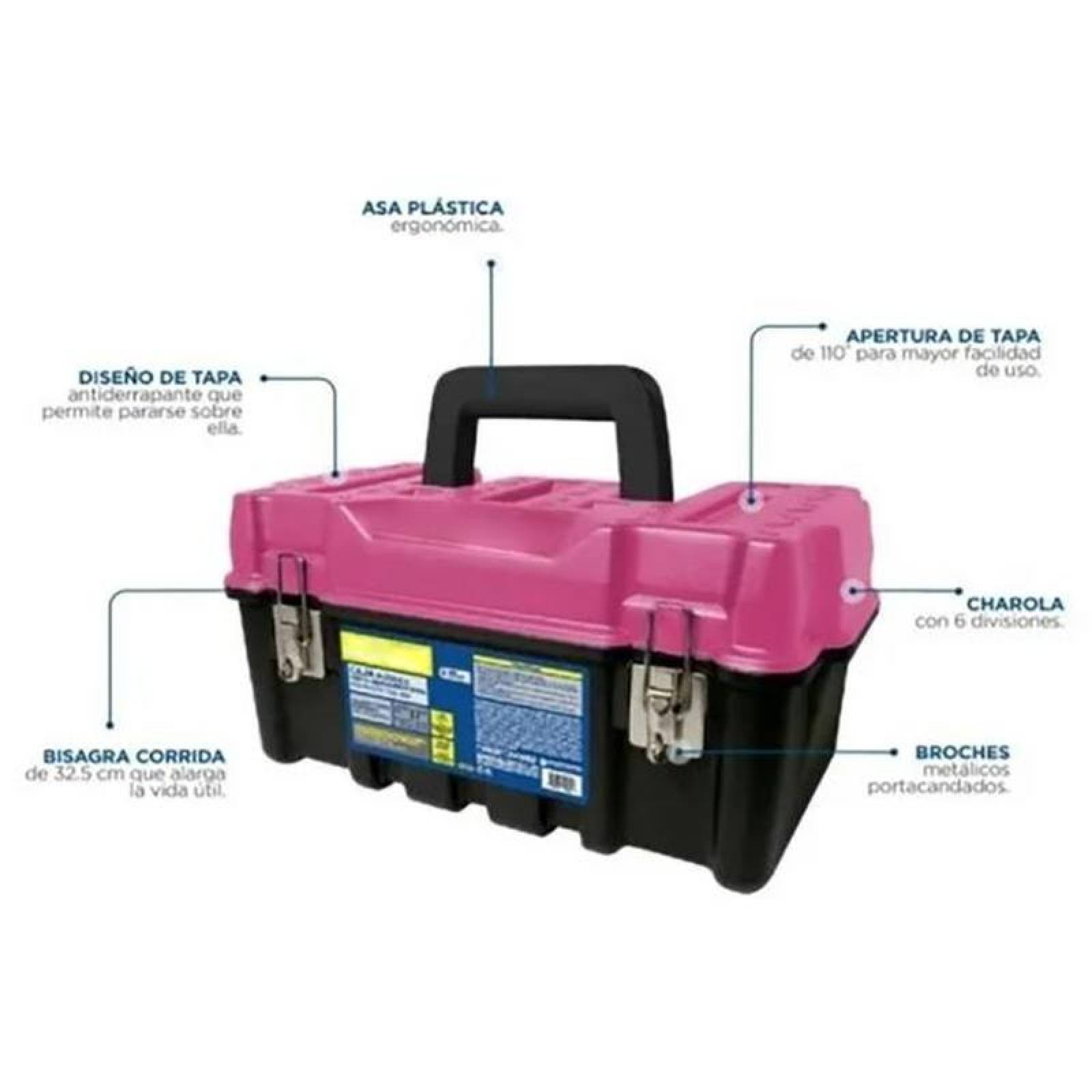  Caja con porta candado, MXPKX-001-16, 2 Gavetas, 17" Base, 8.5" Altura, 9.5" Ancho, Plástico, PinkBox