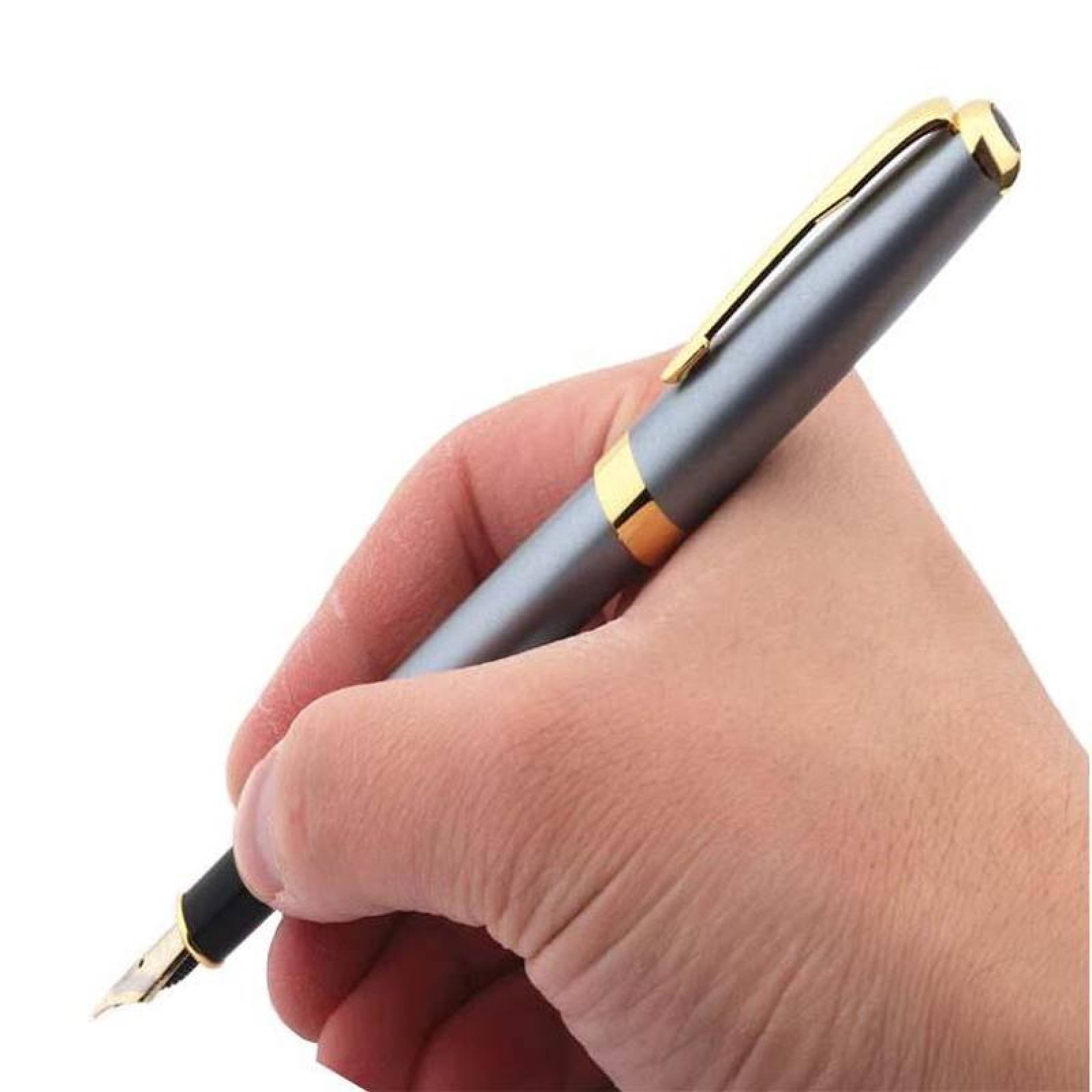 Pluma Tipo Fuente para Dibujo MXLUY-002-2 2pzas 0,5mm Punta Gris 2 Tintas Negras Acero Inoxidable Para Cartucho SmallCartri 3,4mm, LuxuGray