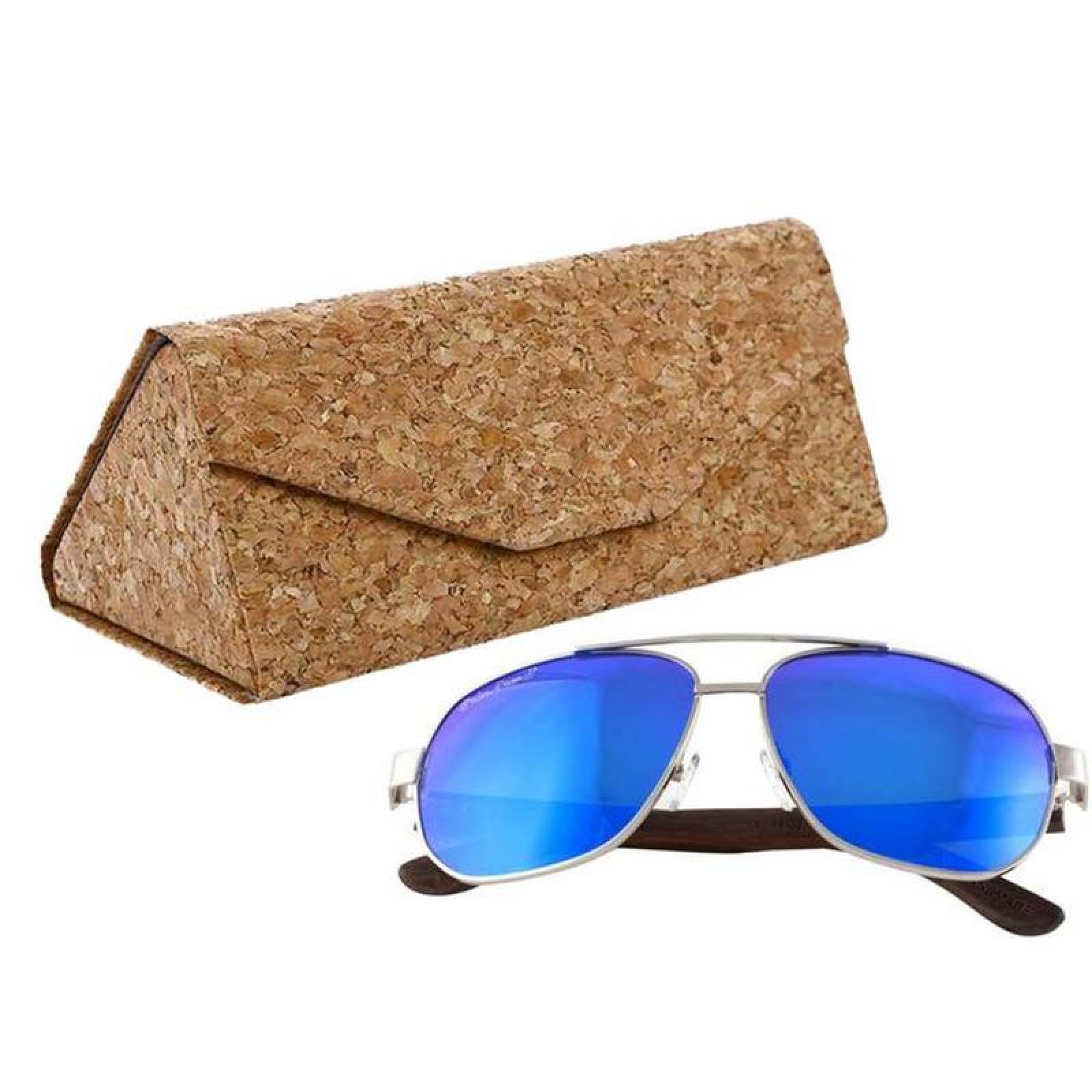 Bonitos Lentes de Madera y Metal MXFPZ-006-3 Blue PolarizadomasUV400 Metal Polipropileno Madera de Ébano Fierce Polarized