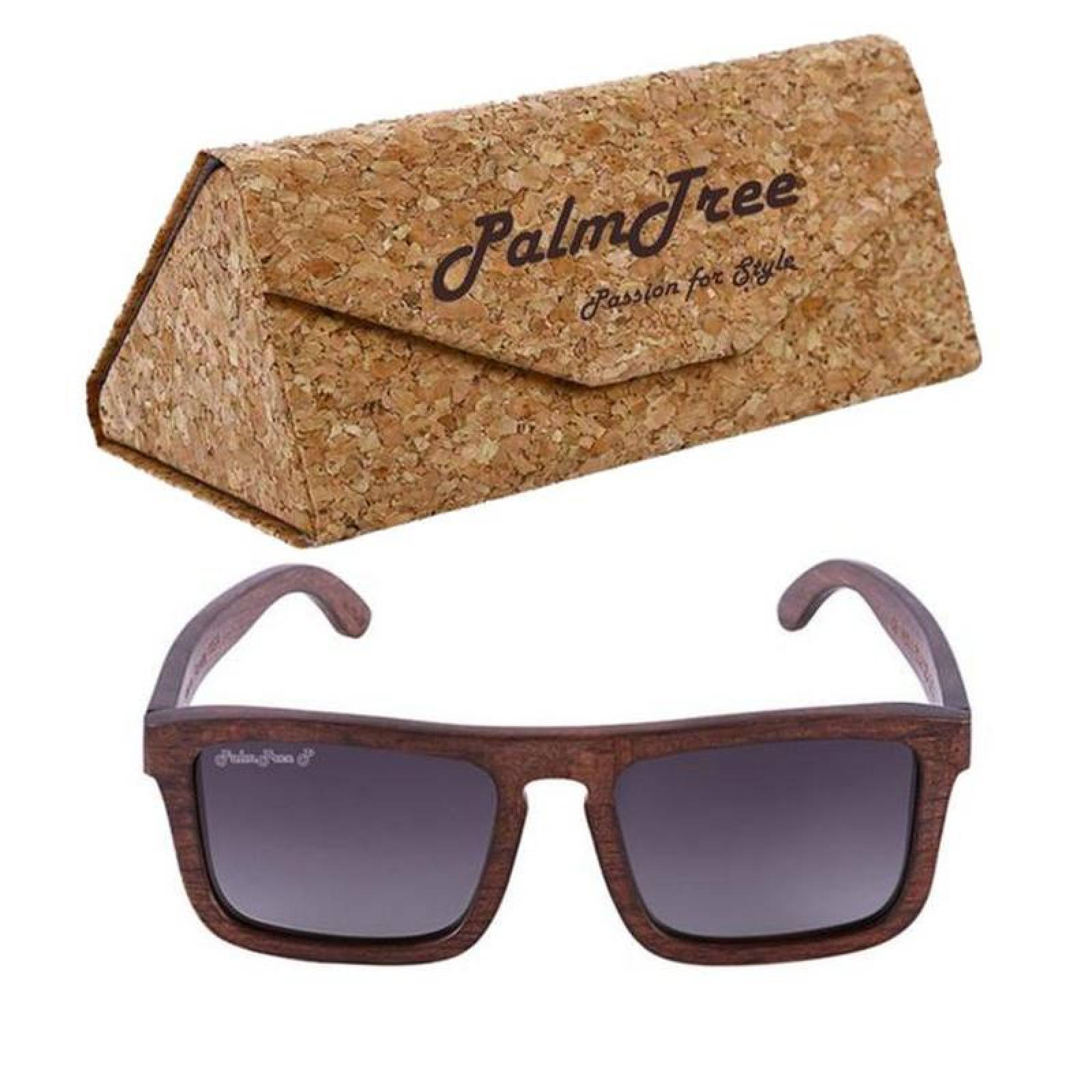 Gafas con Armazón de Madera MXSPI-001-9 Grey PolarizadomasUV400 Marco de Madera Marrón Oscuro Roots Polarized