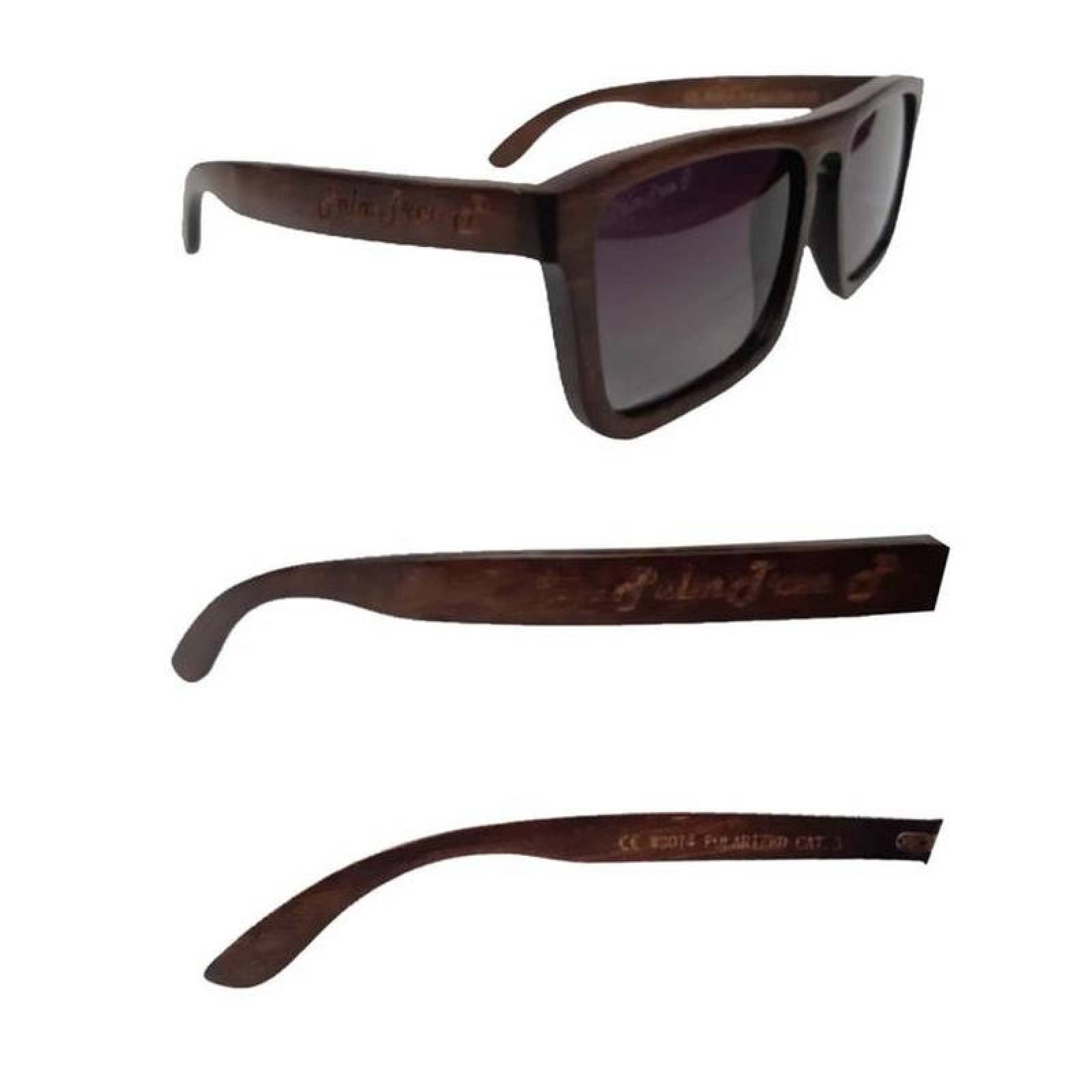 Gafas con Armazón de Madera MXSPI-001-9 Grey PolarizadomasUV400 Marco de Madera Marrón Oscuro Roots Polarized