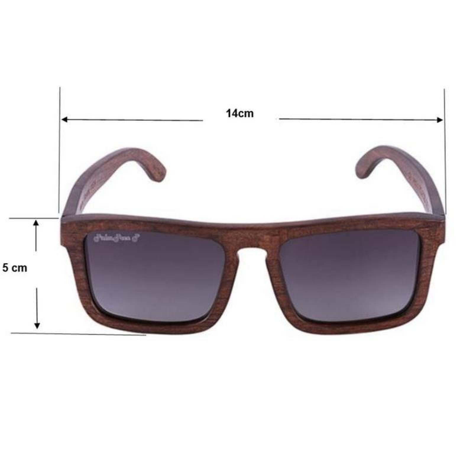 Gafas con Armazón de Madera MXSPI-001-9 Grey PolarizadomasUV400 Marco de Madera Marrón Oscuro Roots Polarized