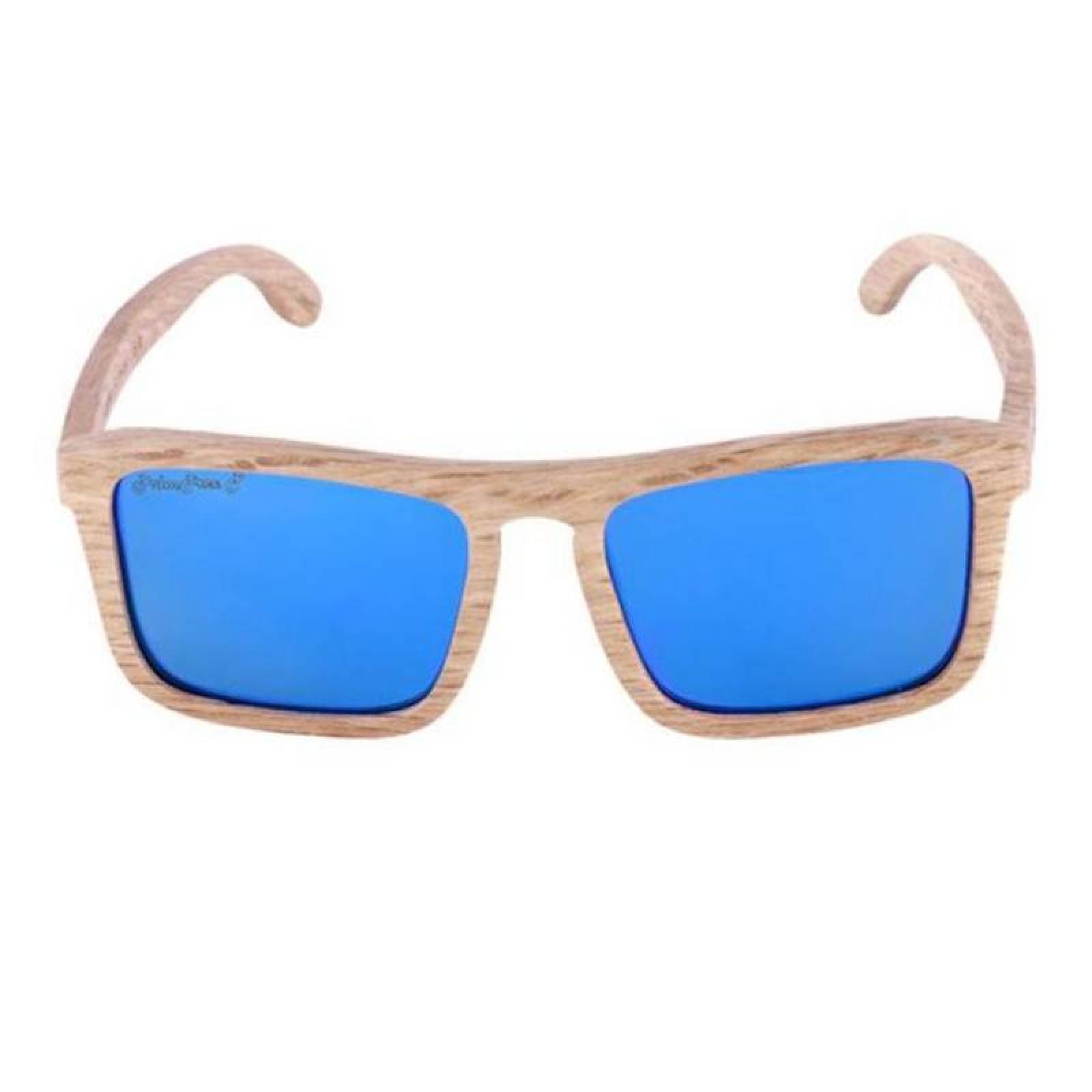 Lentes con Madera de Cebra MXSPI-003-5 Blue PolarizadomasUV400 Marco de Madera Roots Polarized