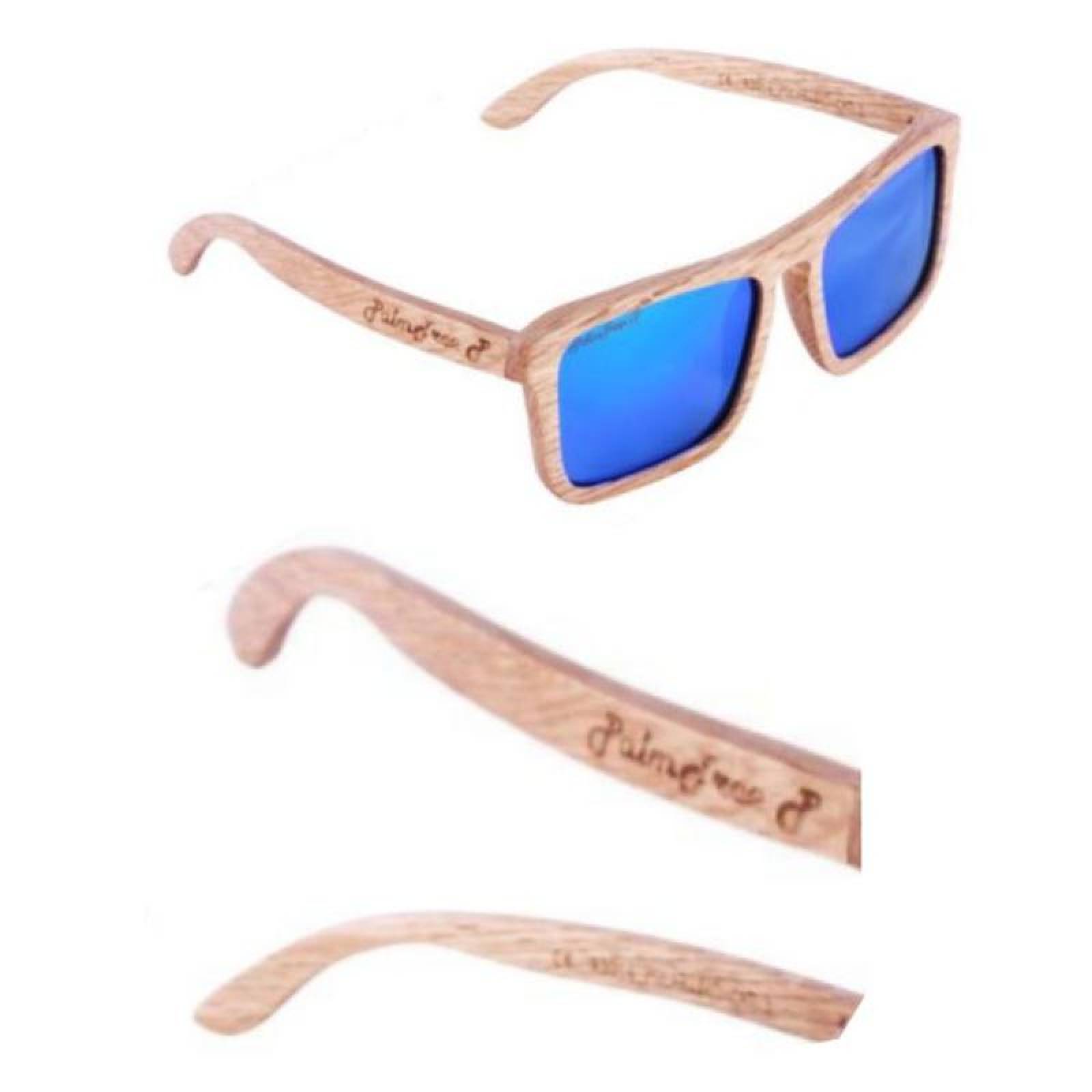 Lentes con Madera de Cebra MXSPI-003-5 Blue PolarizadomasUV400 Marco de Madera Roots Polarized