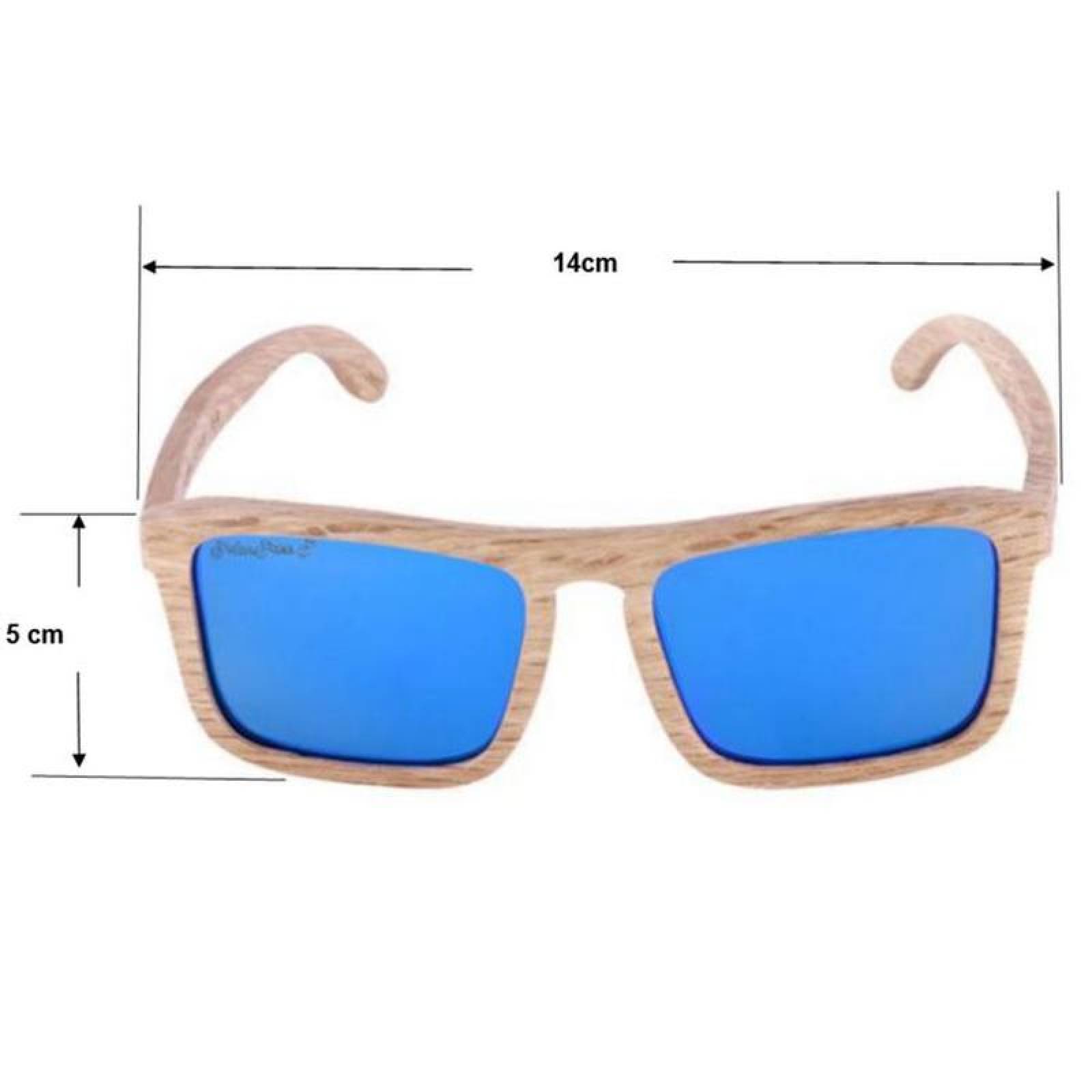 Lentes con Madera de Cebra MXSPI-003-5 Blue PolarizadomasUV400 Marco de Madera Roots Polarized